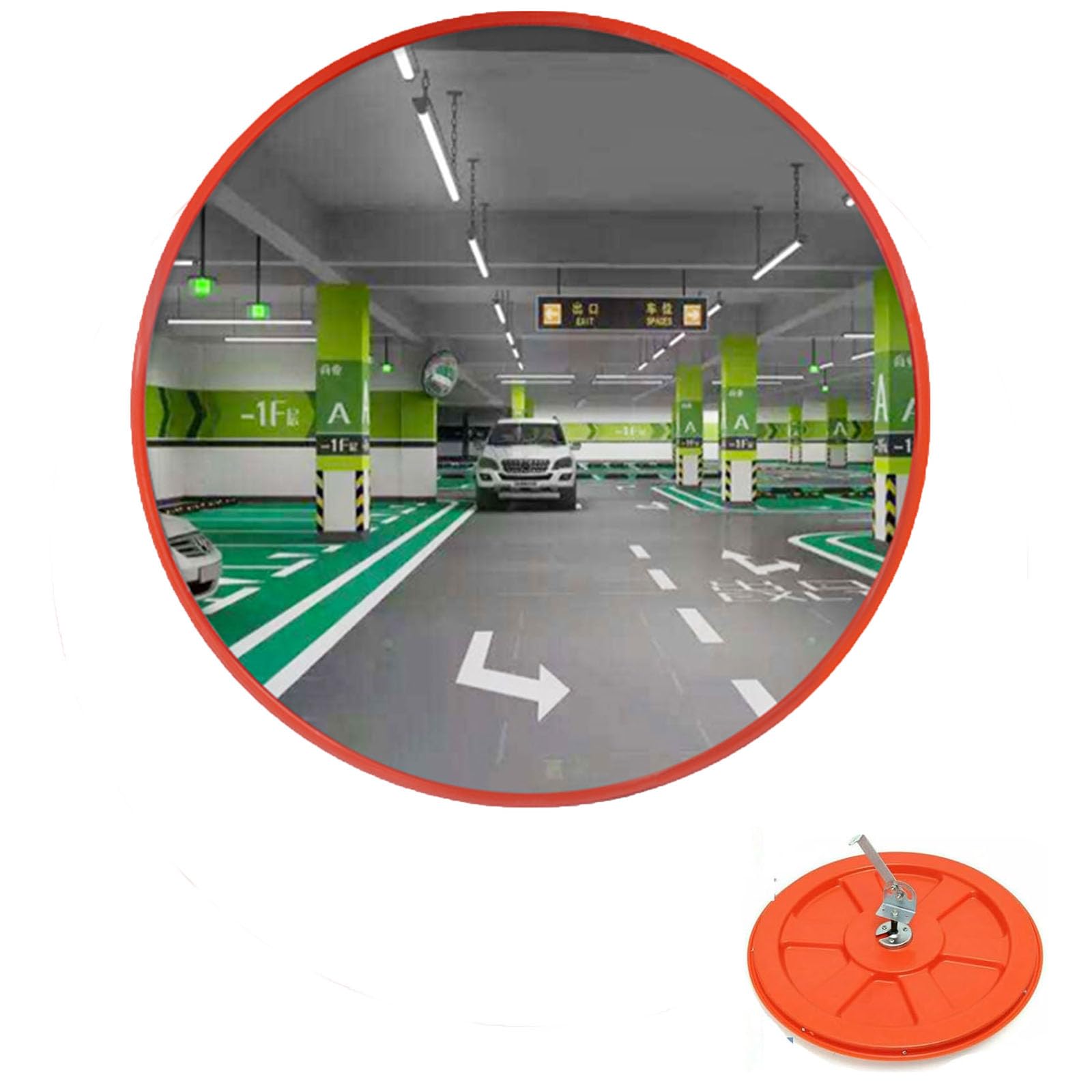 Specchietto convesso da 60 cm per garage, vialetto, assistente al parcheggio, specchio stradale, specchio di sicurezza, specchio panoramico, convesso, rotondo, cuscinetto grandangolare a 130 gradi,
