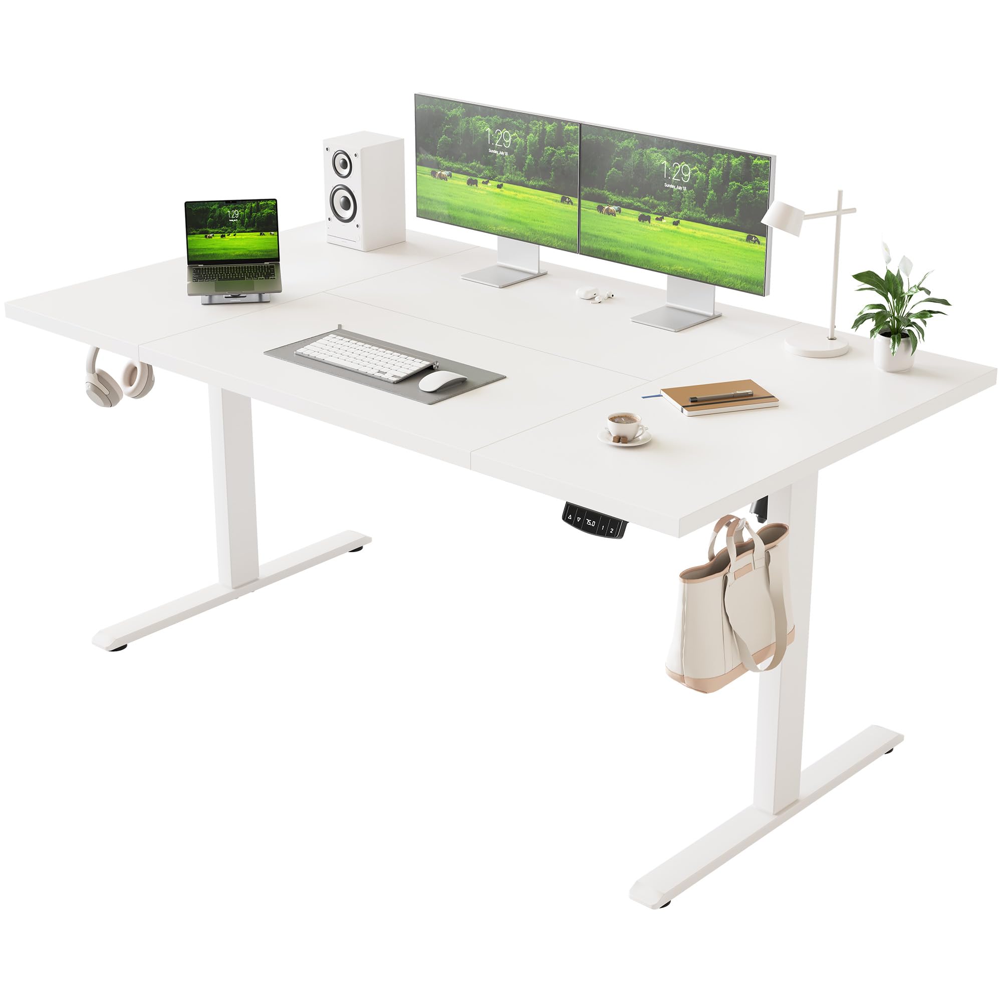 Agilestic Höhenverstellbarer Schreibtisch elektrisch 160x80 cm, Weiß