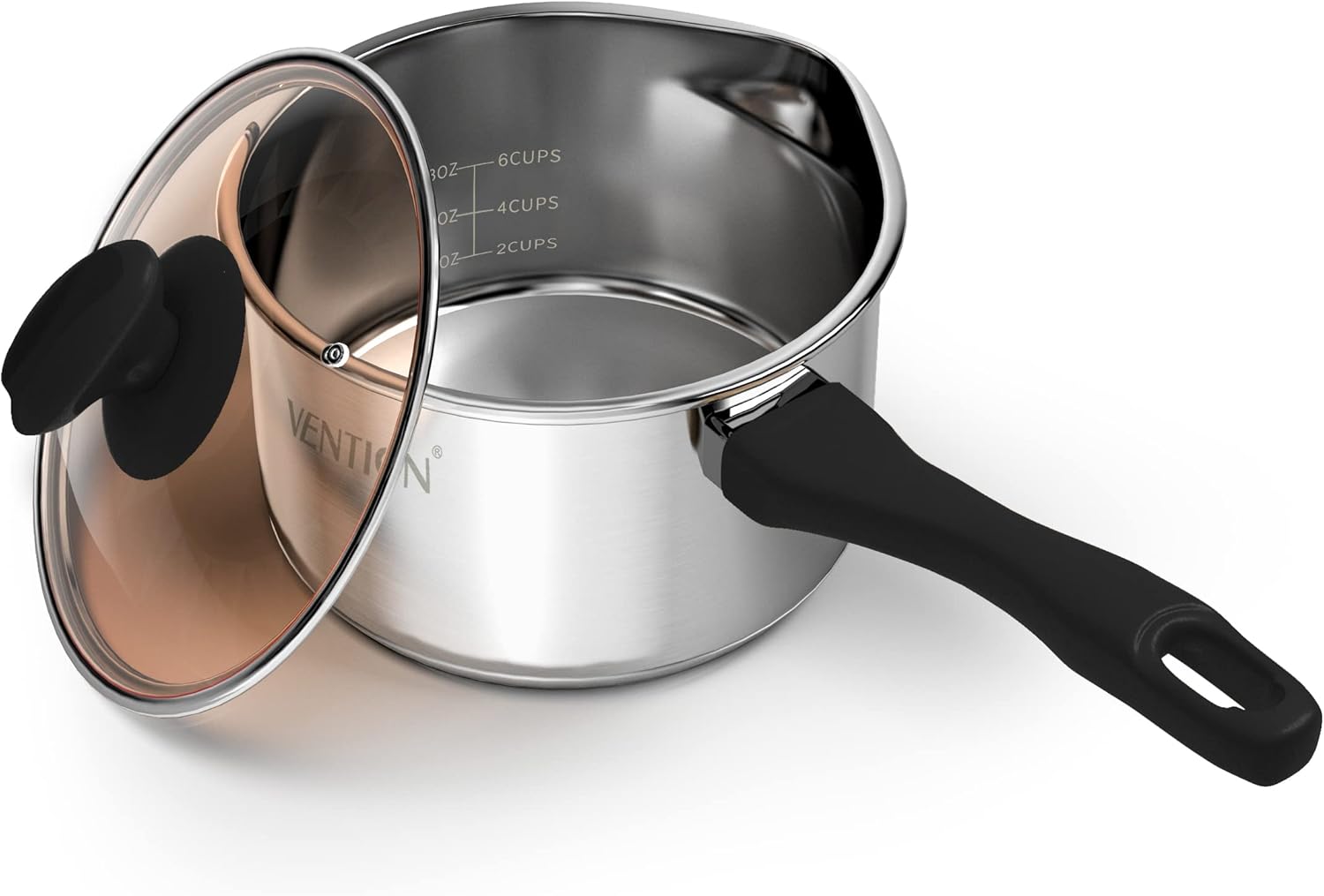 VENTION Stainless Steel Saucepan with Pour Spout, 2 Quart Induction Saucepan, Steel