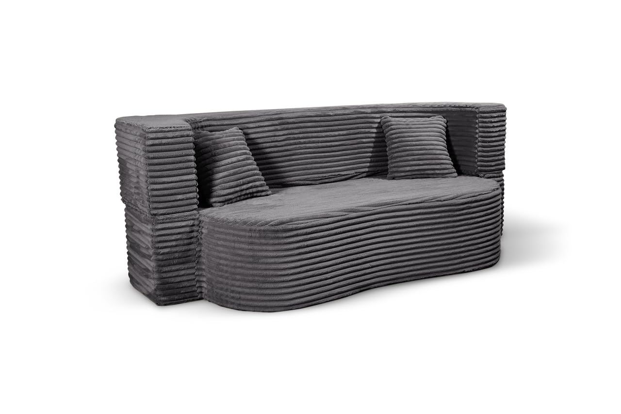 Schaum-Sofa 3-Sitzer 200 cm mit Schlaffunktion, Abnehmbarer Bezug, modern & bequem (Dunkelgrau)