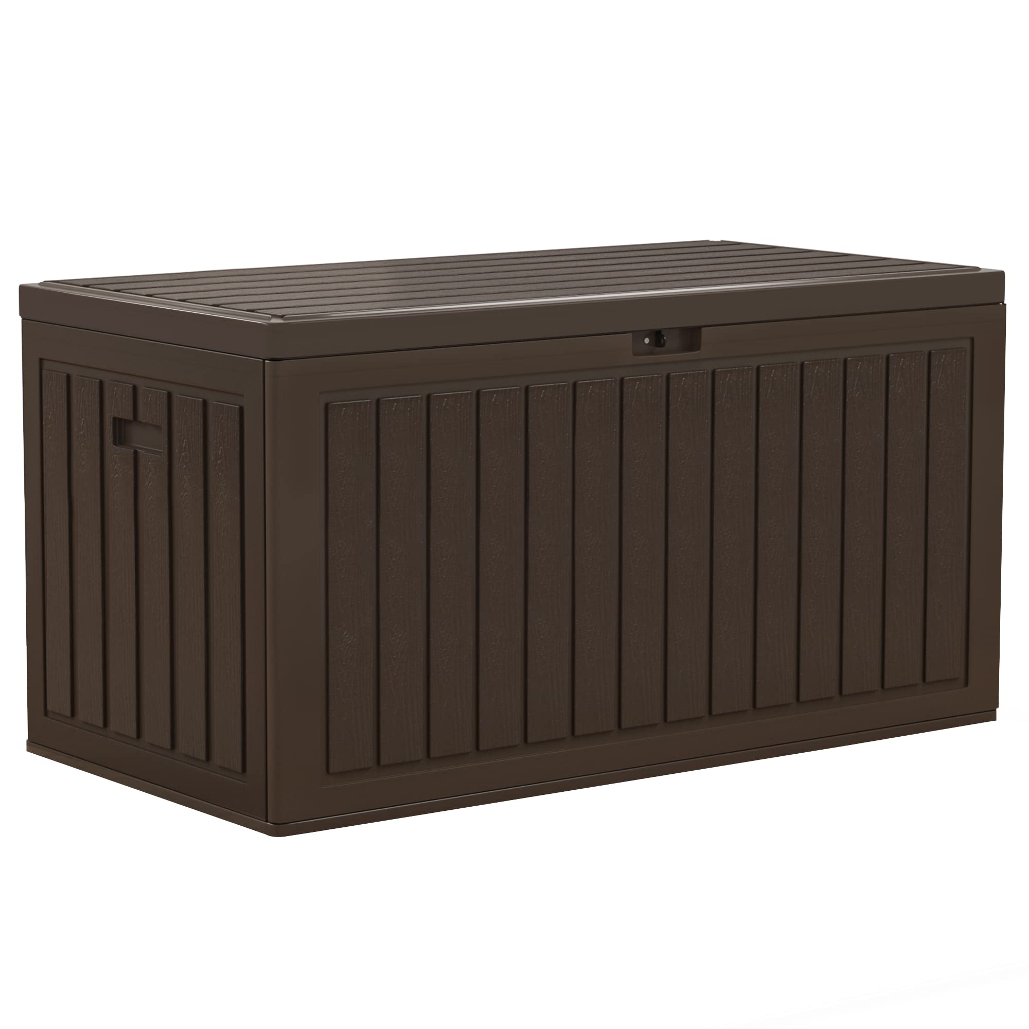Outdoor Storage Boxes, Deck Storage for Patio Furniture, Cushions, Pool Float, Garden Tools, Lockable & Waterproof (Brown)