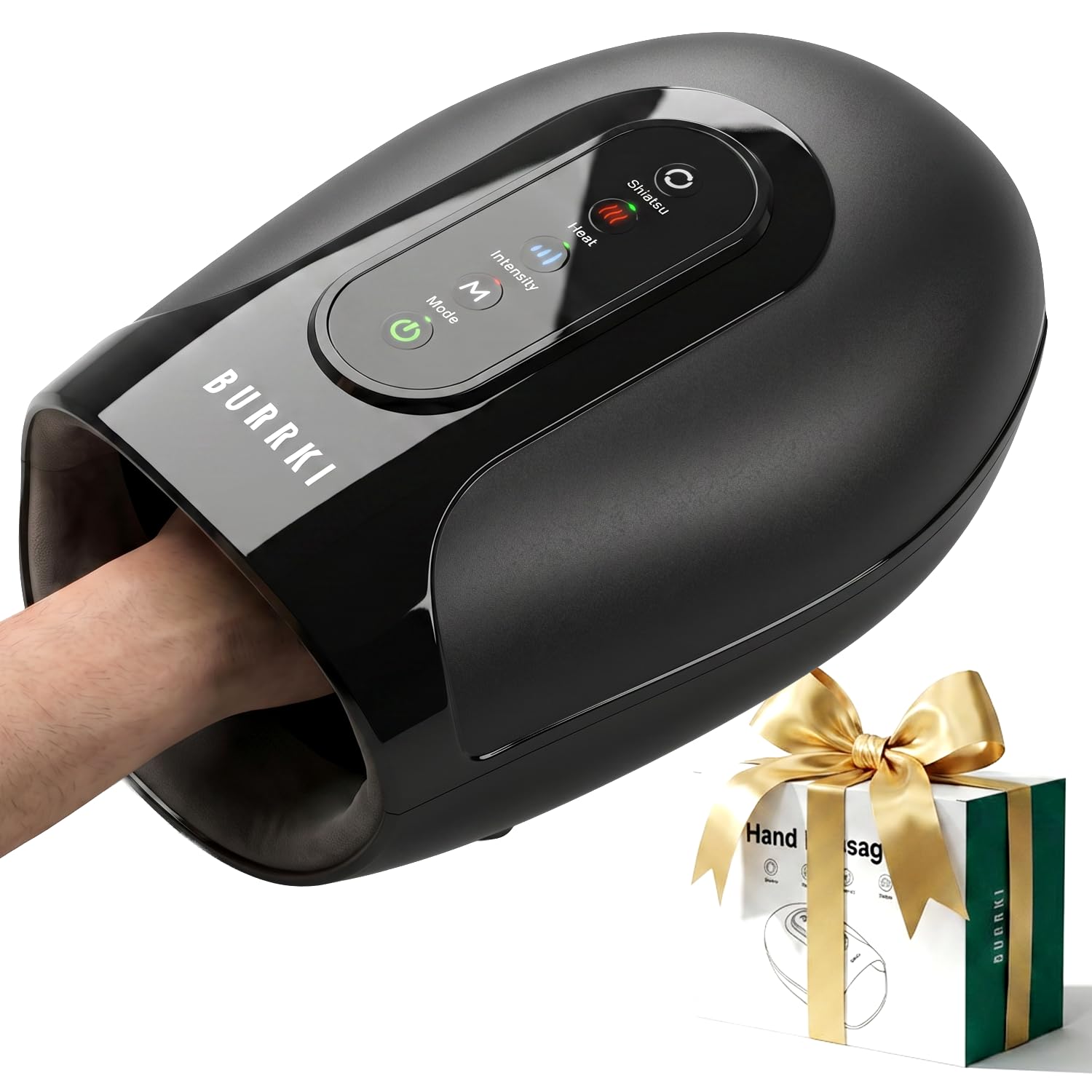 Masajeador de manos para artritis y alivio del túnel carpiano, masajeador de manos inalámbrico con calor y rodillos de amasamiento de palma específicos, regalo de cumpleaños para mamá, papá