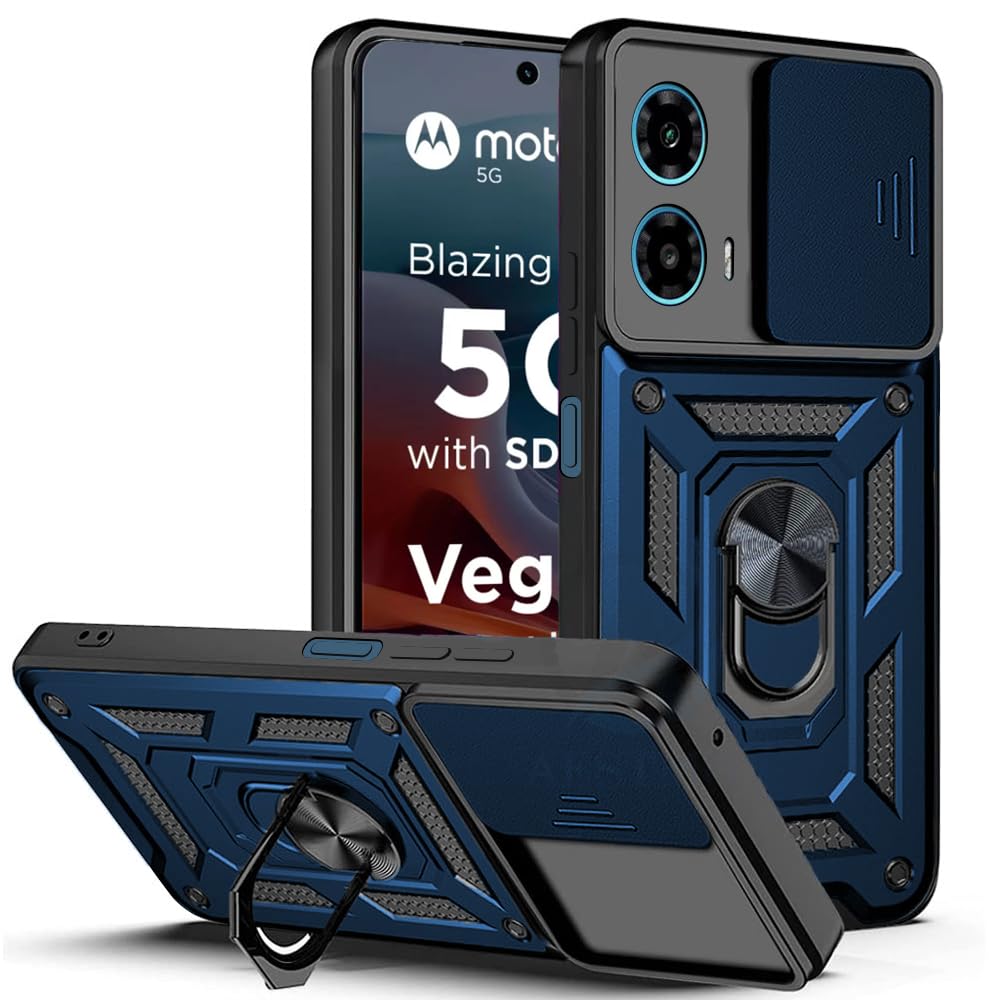 Aestmo Tough Armor Motorola Moto G34 5G Polycarbonate Bumper Back Case Cover | Ring Holder & Sliding Camera Shield Cover | 360 Degree Protection Back Case Cover For Motorola Moto G34 (Blue) (B0CWV5G1RX) Amazon Price History, Amazon Price Tracker