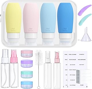 DUOAIKE 100ml Silicone Travel Bottle for Toiletries, 22 Pcs Portable Travel Containers Set Leak Proof Refillable Squeezable Containers for Lotion Liquid Shampoos, Soap and Toiletries (BPA Free) (1)