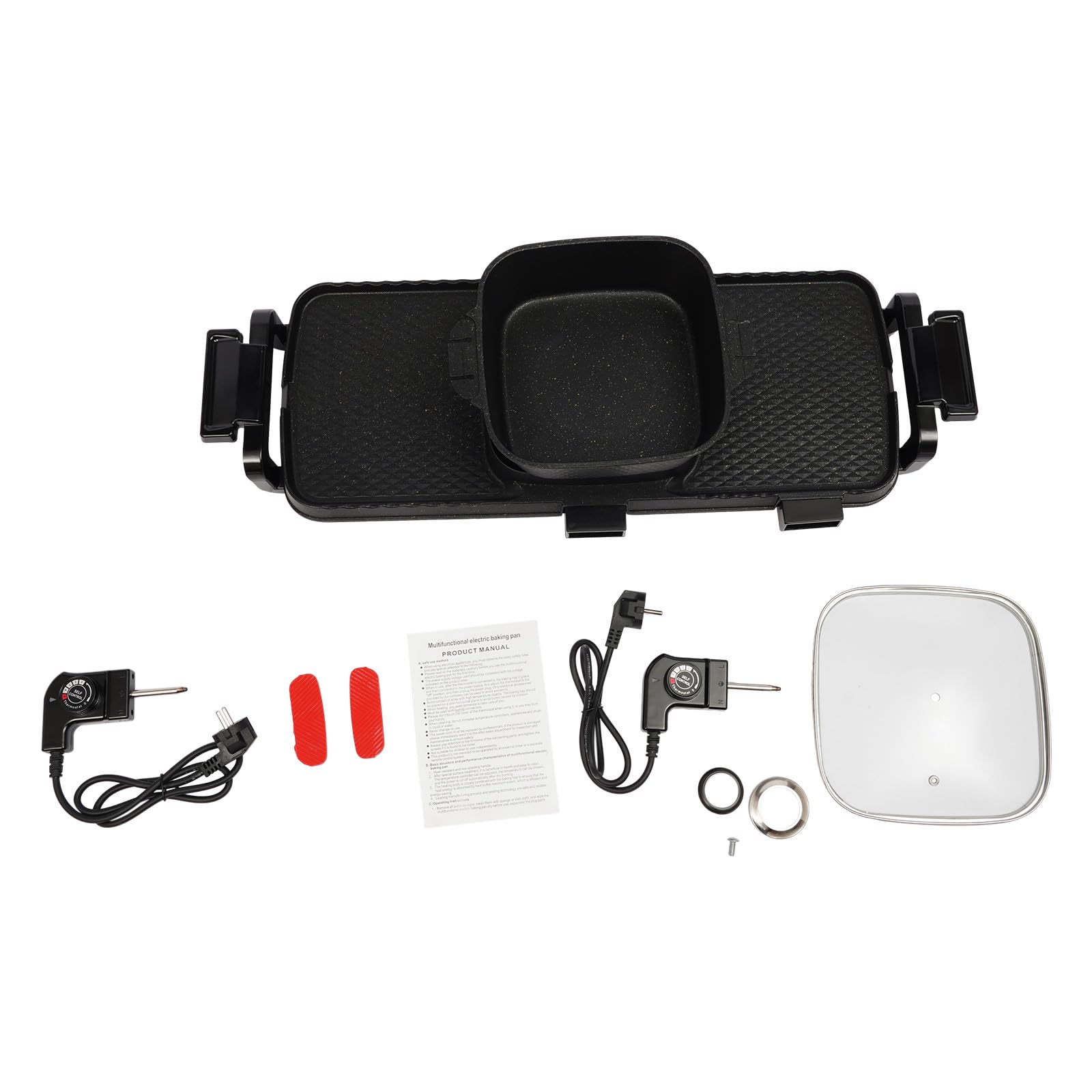 Electric Hot Pot und grill Eléctrico Hotpot - Olla eléctrica 2 en 1, con tapa transparente para interior, coreana, barbacoa, tailandés, fondue, Raclette para 6 personas, 5 velocidades de