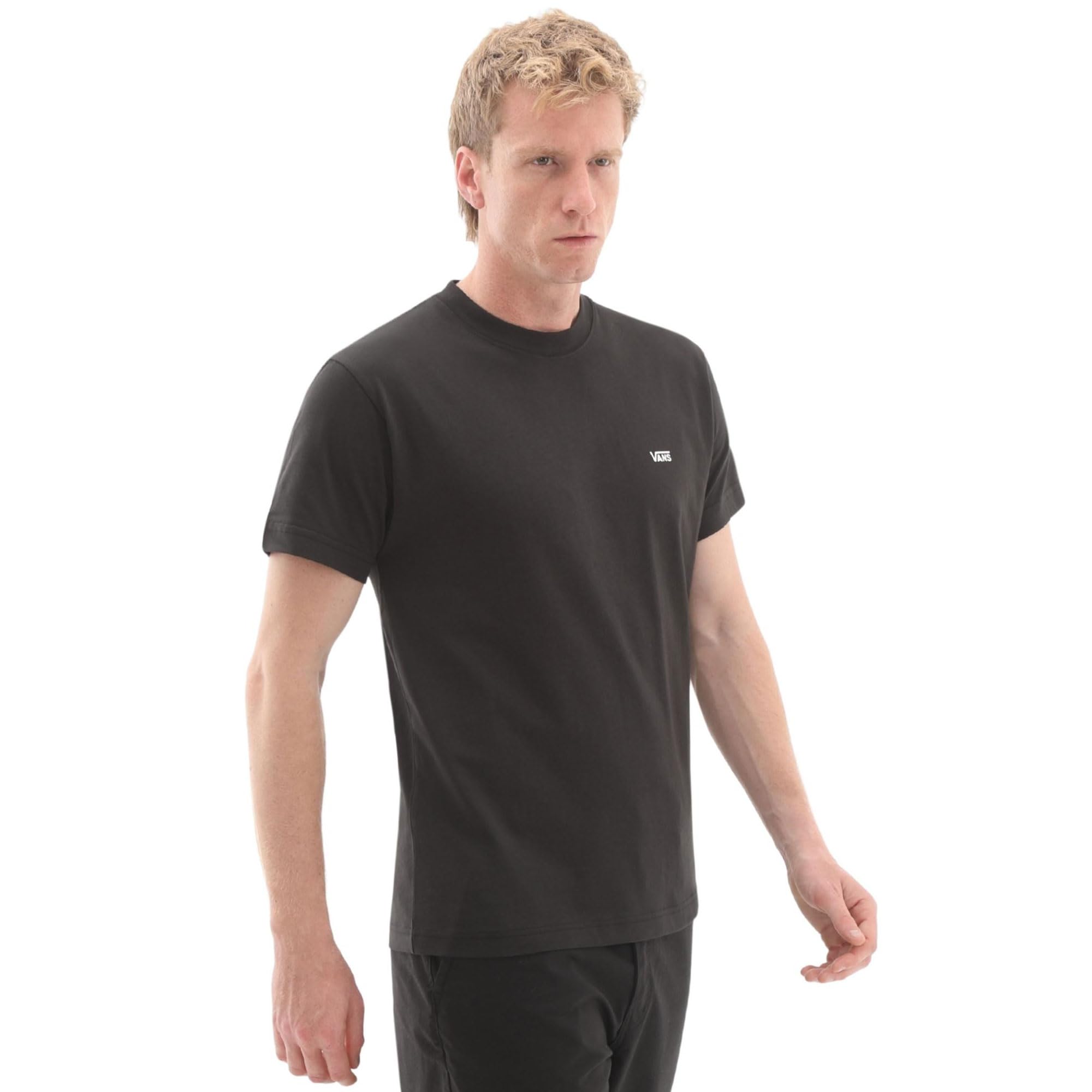 Vans Uomo T-Shirt con Logo sul Petto Sinistro, Black