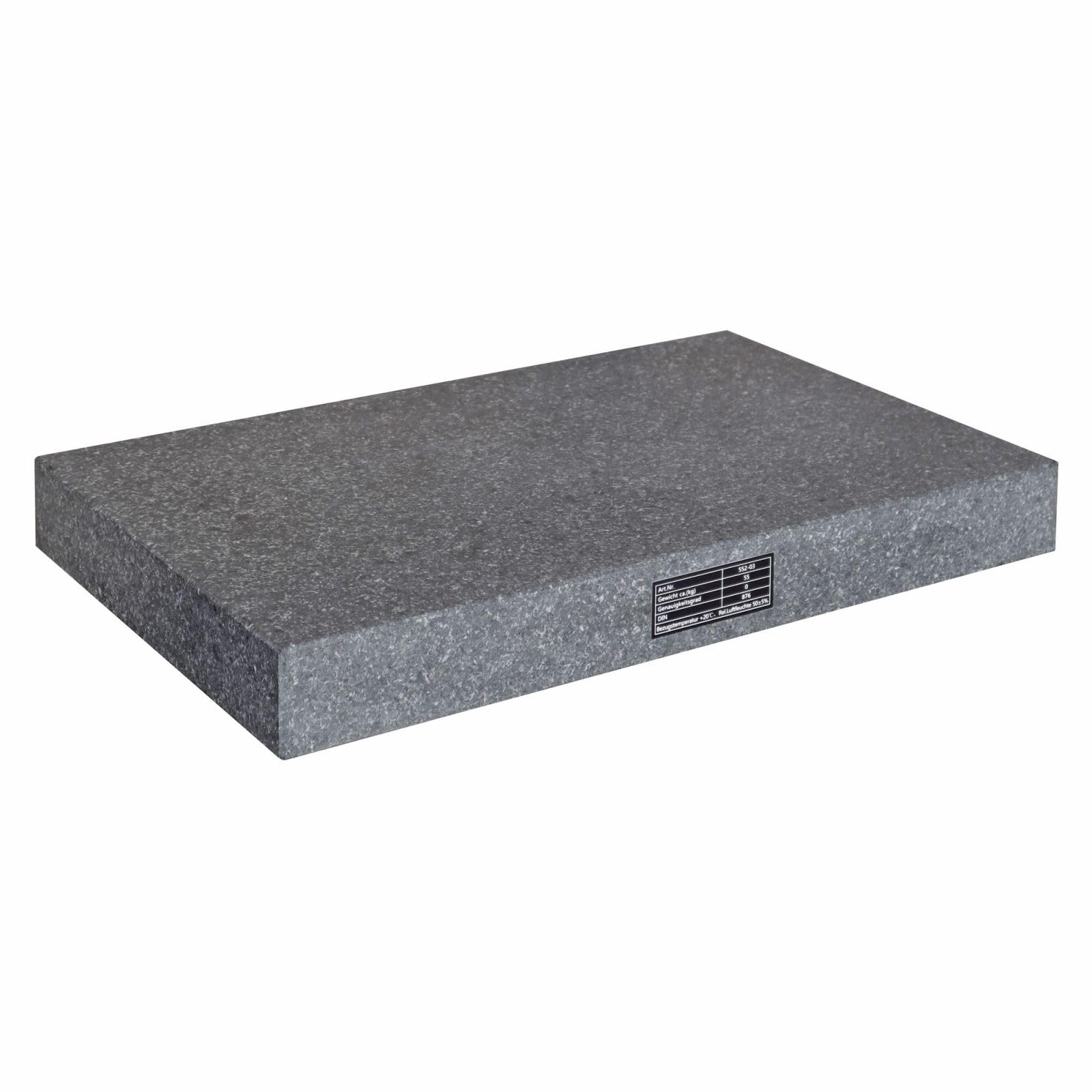 ASIMETO Granit-Messplatte Kontrollplatte DIN 876/0 – 400 x 250 x 50 mm, feingeschliffene Oberfläche, mit Werkskalibrierschein