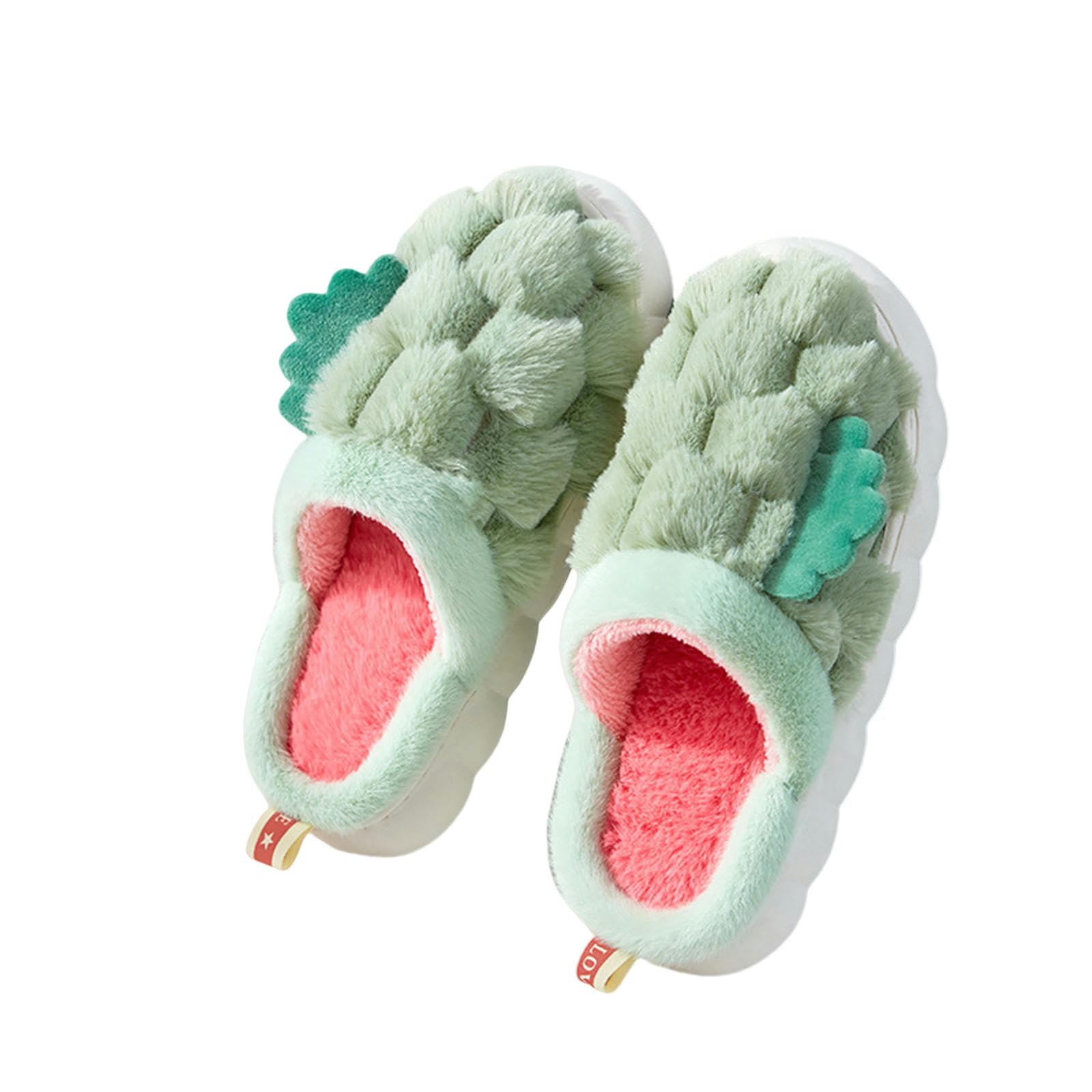 Ciabatte Donna Invernali Piccole Pantofole di Cotone A Ali Che Passo avanti Merda Sentenza di Pelliccia Sfocata Grande Fondo Bianco Morbido-pink-1-36-37(Suitable for 35-36)