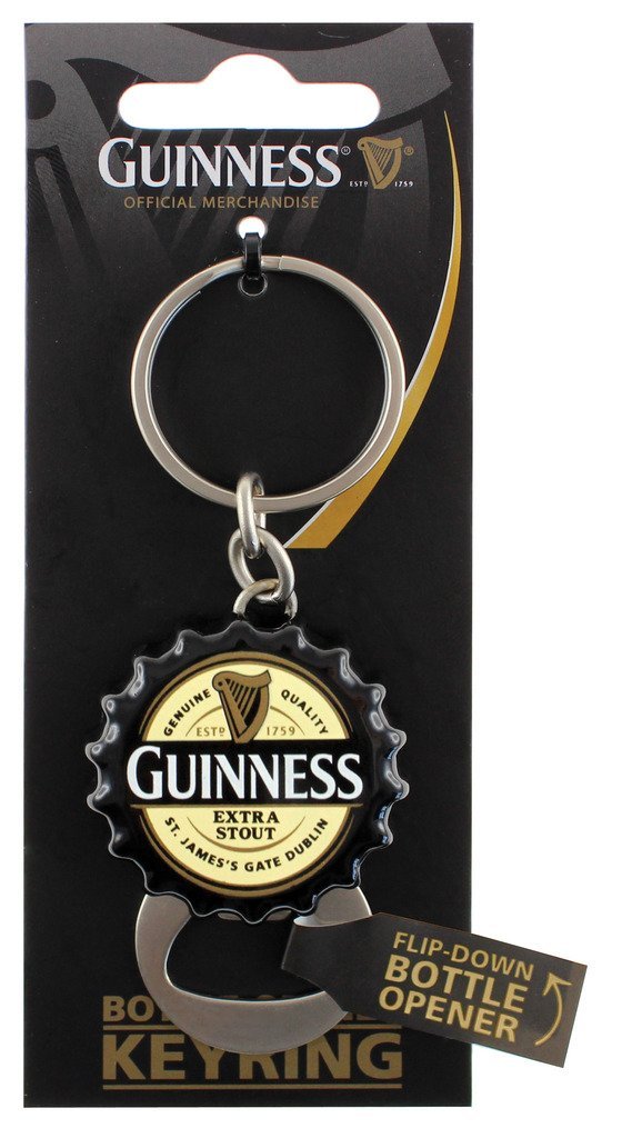 Guinness Black Flip Down Bottle Opener Keyring