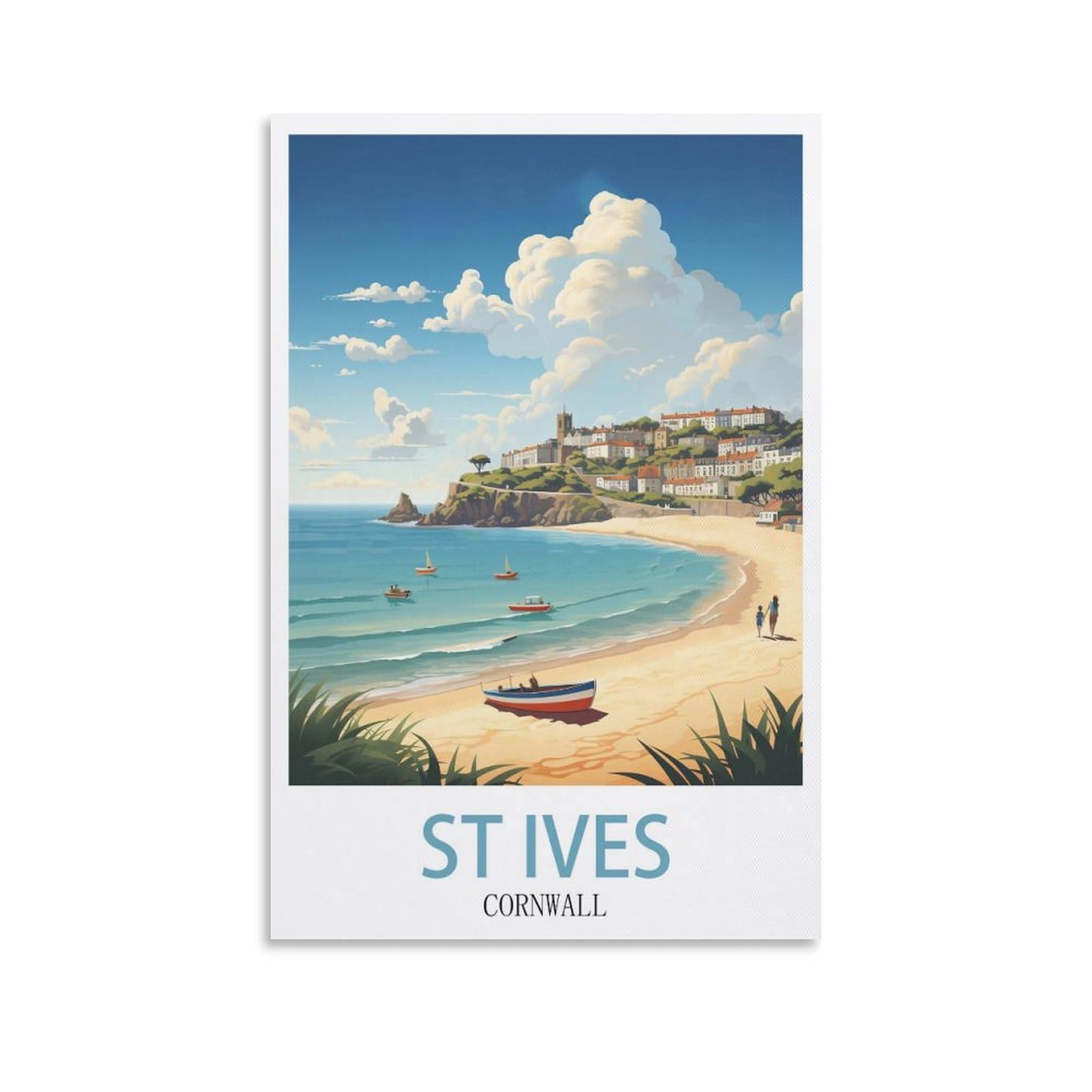 EZMLFA 5D Diamond Art Kits for Beginner,St Ives Cornwall Crystal Rhinestone Embroidery Craft Kits for Home Wall Decor Gifts, 40x40cm