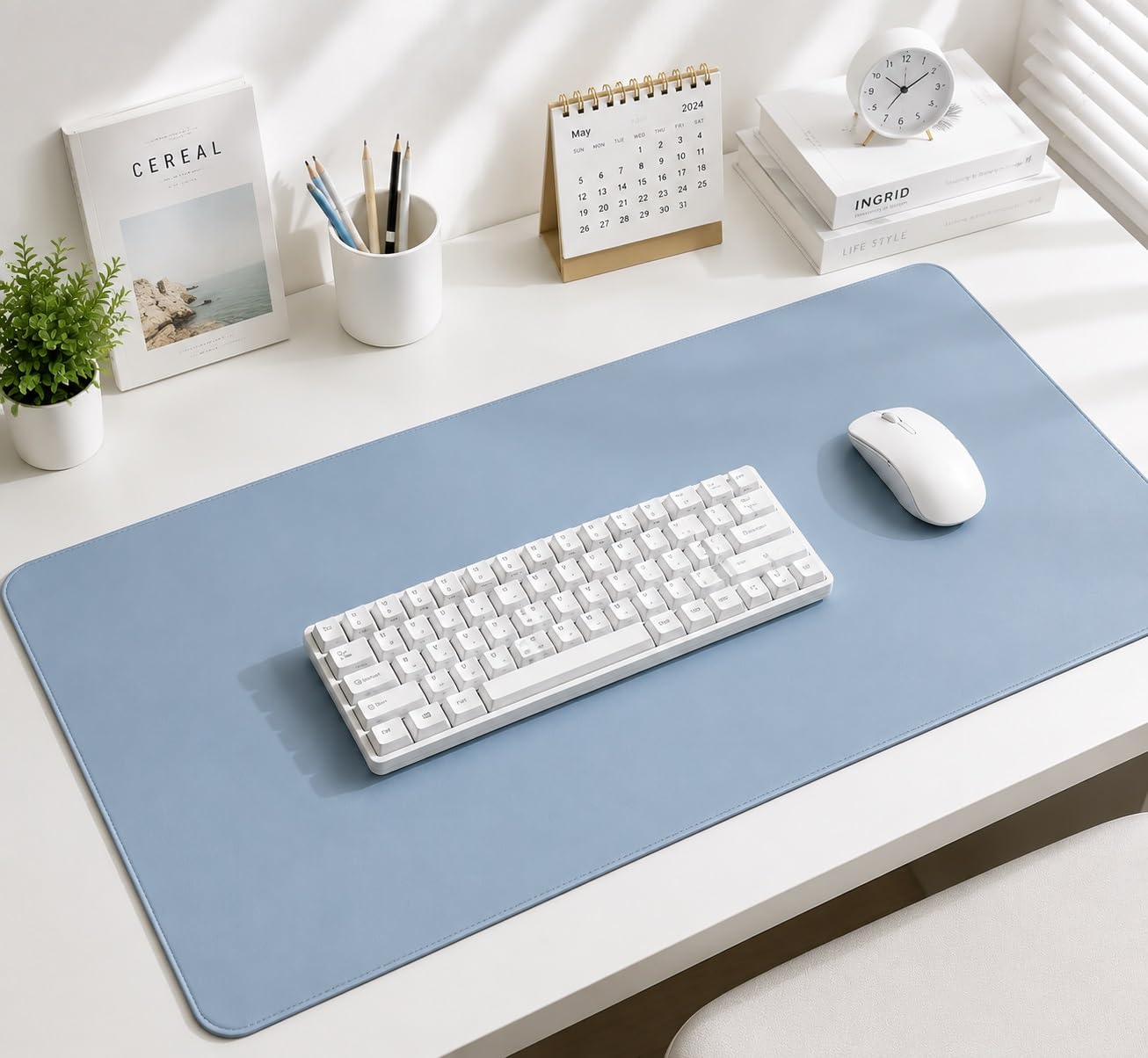 Tappetino da scrivania grande Tappetino for mouse esteso Tappetino | Tappetino da ufficio da gioco antiscivolo impermeabile for laptop e workstation(Blue,90x40cm)