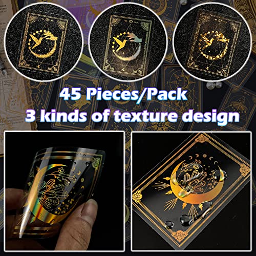 Yasmen 45 Pieces Stickers For Kids, Transparent Golden Astrology Sticker Pack, Resin Stickers Diy Craft Kits For Scrapbooking Bullet Journal Laptop Planner Design Water Bottles Phone Case #TOP1