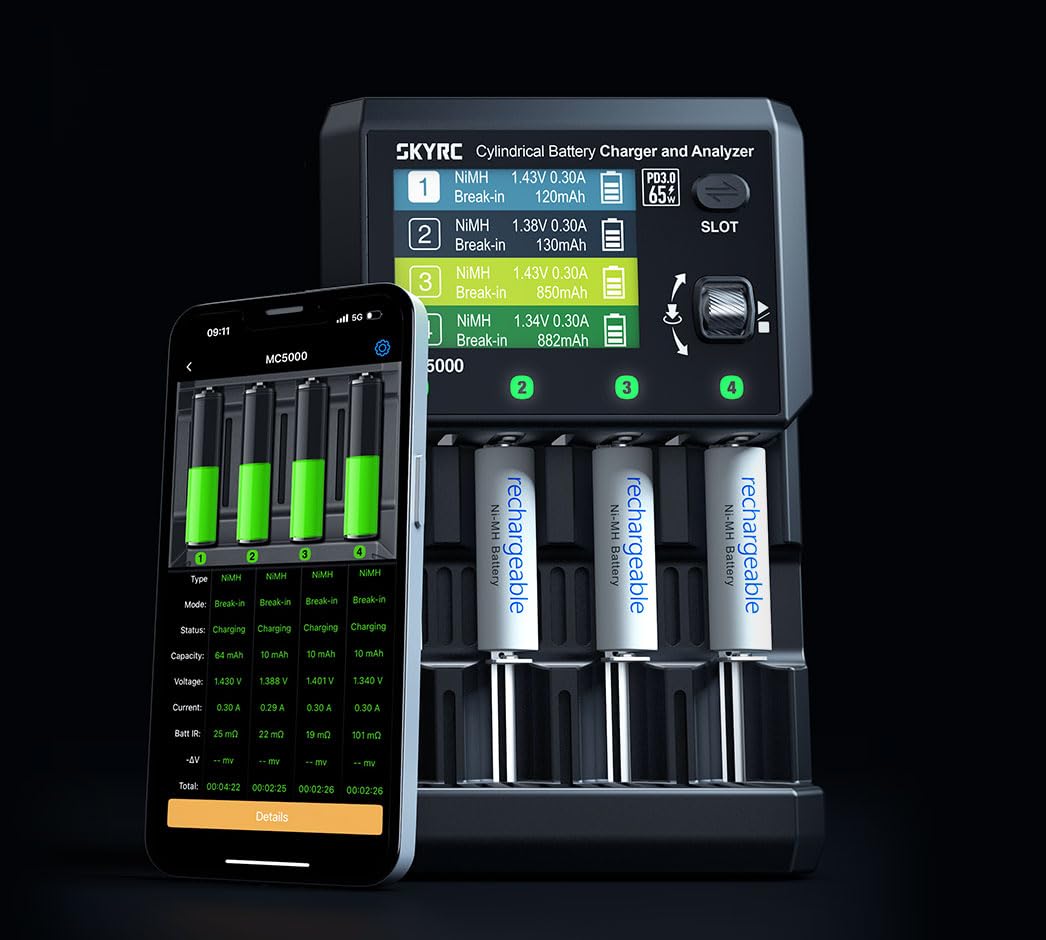 MC5000 Caricabatteria cilindrico e analizzatore MAXBUSTER Versatile Preciso per Li-ion, Li-ion HV, LiFePO4, NiMH, NiCd, NiZn, RAM, LTO Na-ion batterie cilindriche Questo Powerhouse li gestisce tutti.