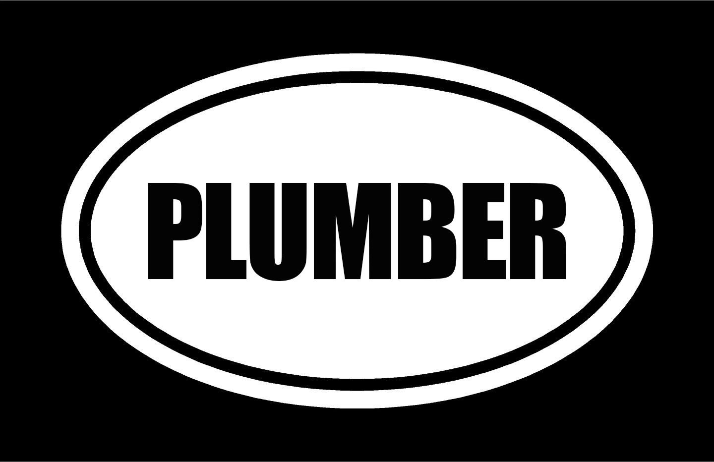 Beach Graphic Pros6" die Cut White Vinyl Plumber Oval Euro Style Vinyl Decal Sticker
