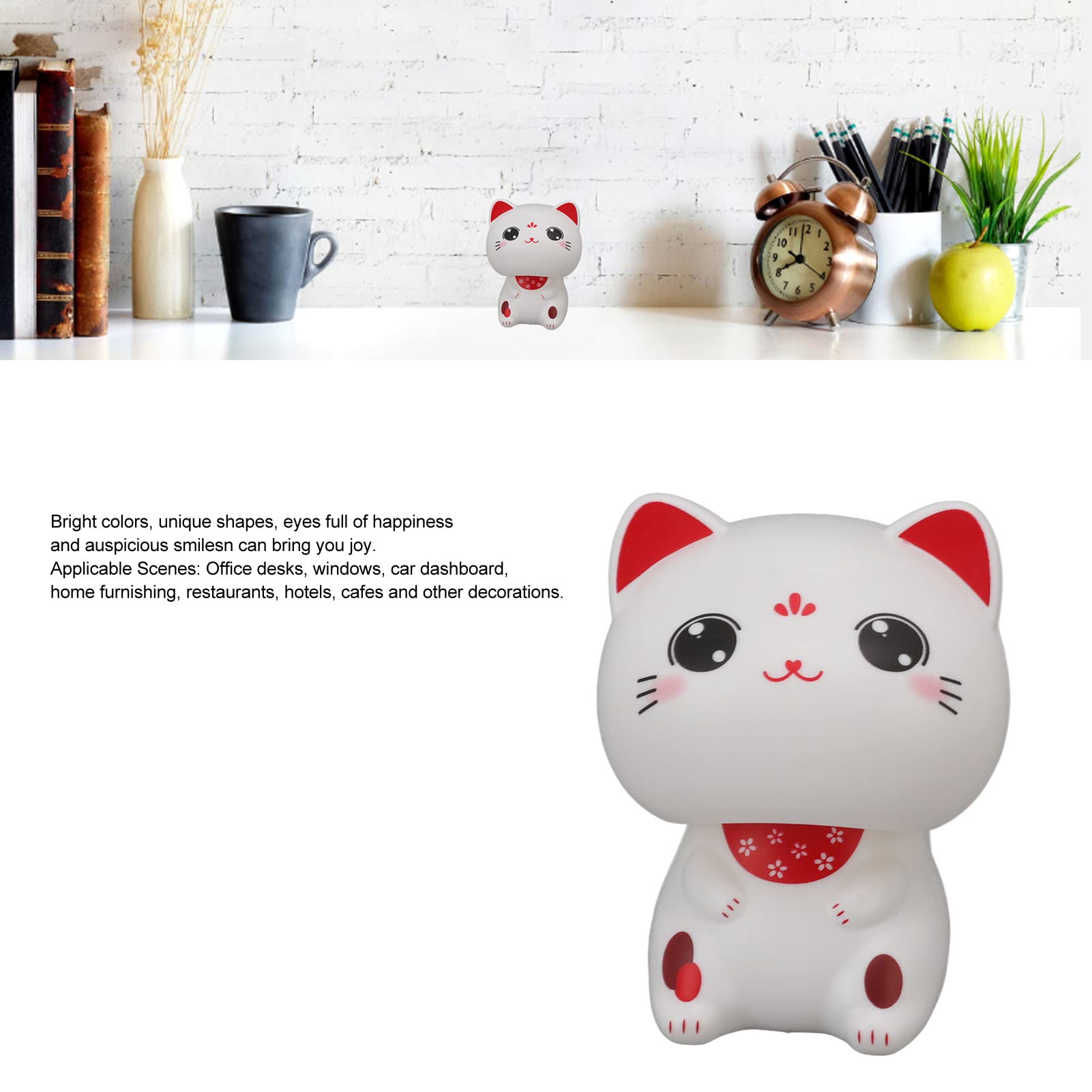 Bewinner Bobble Head Nodding Cat for Car Dashboard,Solar Lucky Nodding Cat Car Decoration,Cute Miniature Cat Figure Automobile Decoration - Image 3