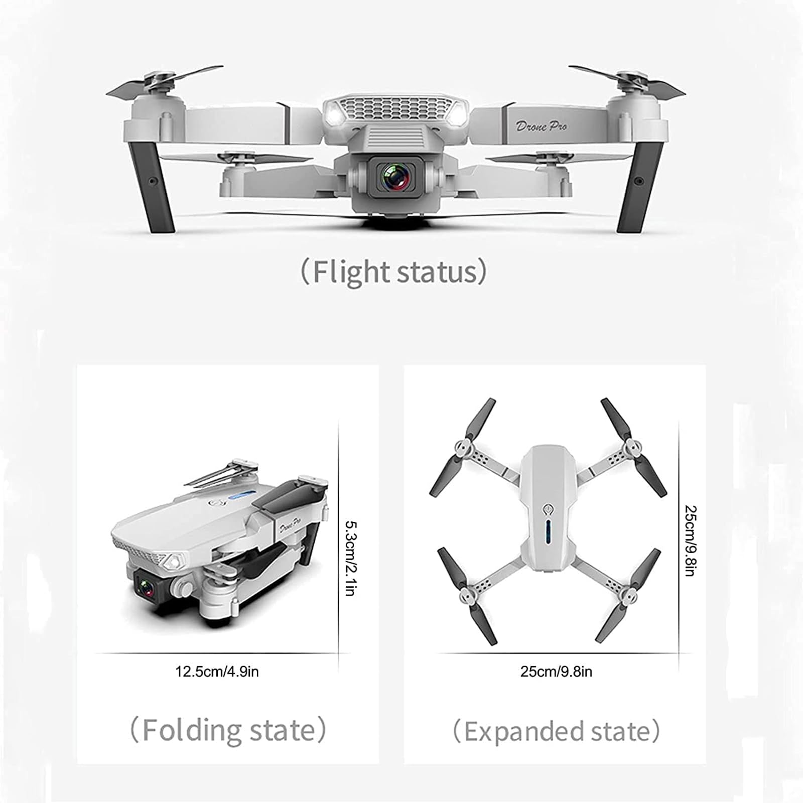 E88 Pro Drone con cámara 4k HD para adultos y niños, FPV vídeo en directo RC Quadcopter para principiantes, plegable RC Quadcopter Helicóptero Niños Juguetes, 3 baterías