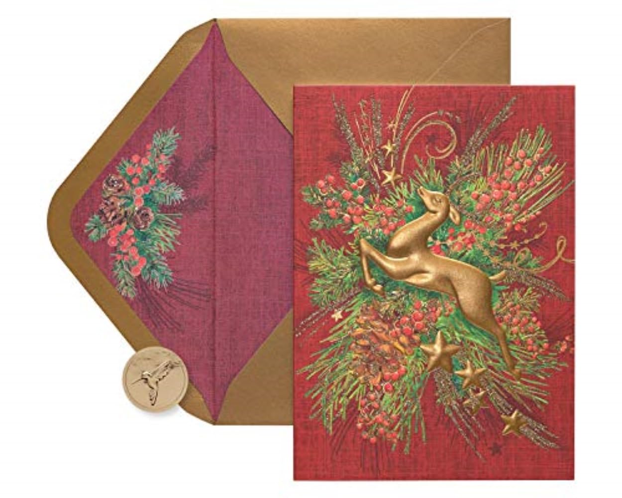 PapyrusHoliday Cards Boxed with Envelopes, Warm Wishes, Gold Reindeer (12-Count)