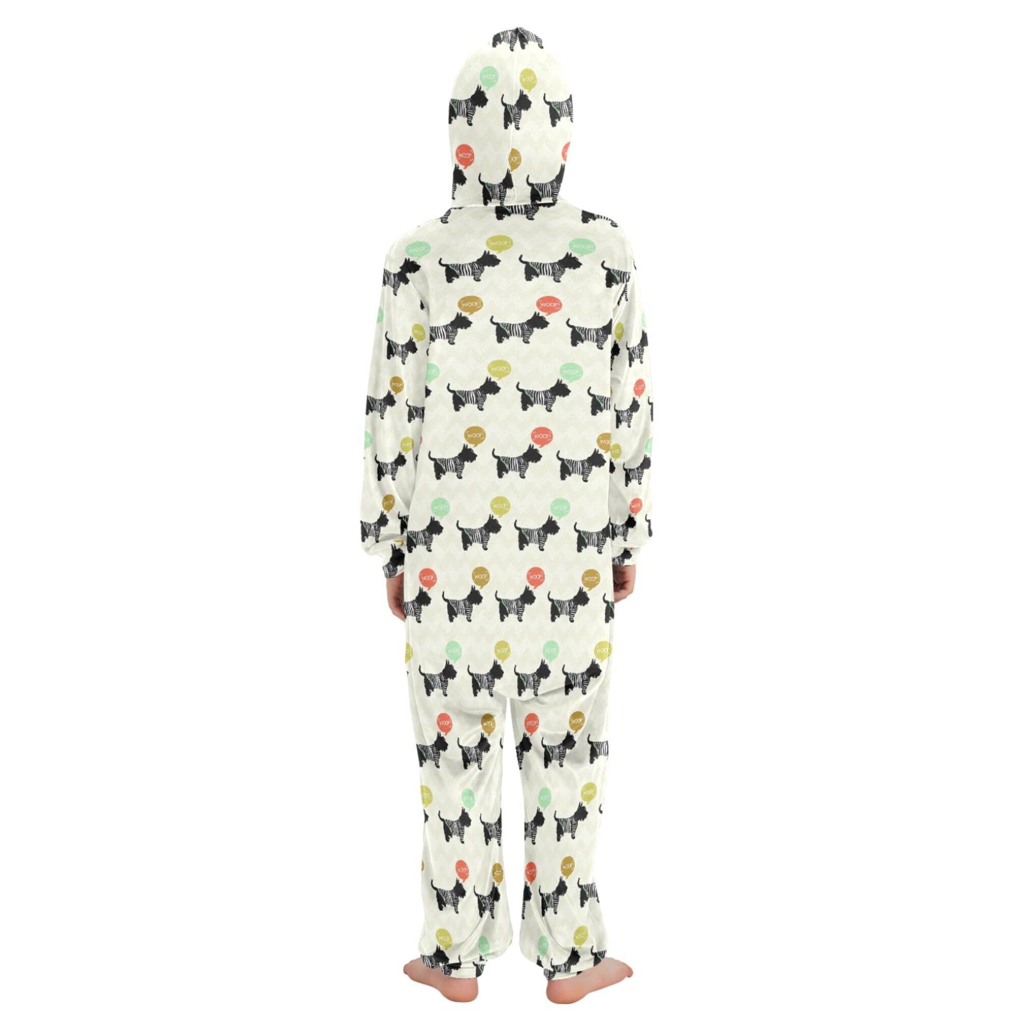 Pigiama intero in flanella con cappuccio e cerniera, tuta abbinata per bambini e gatti, bella da indossare con occhiali, morbida e calda, abbigliamento sportivo per la casa, 5-6T