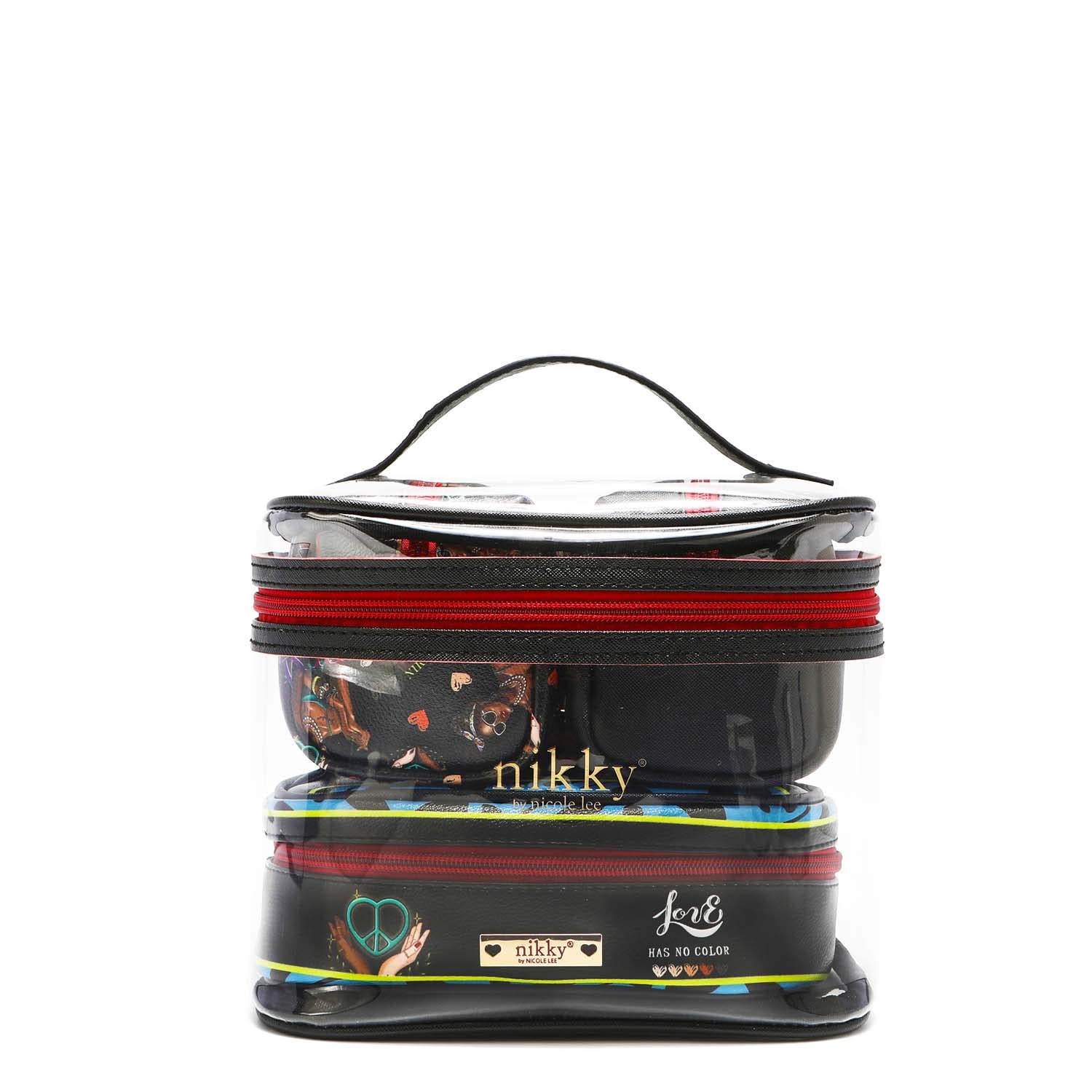 DESTINY BY NICOLE LEE Clear 4 Pieces Set Travel Cosmetic Makeup Pouch Bag, Latoya Loves Who She Is