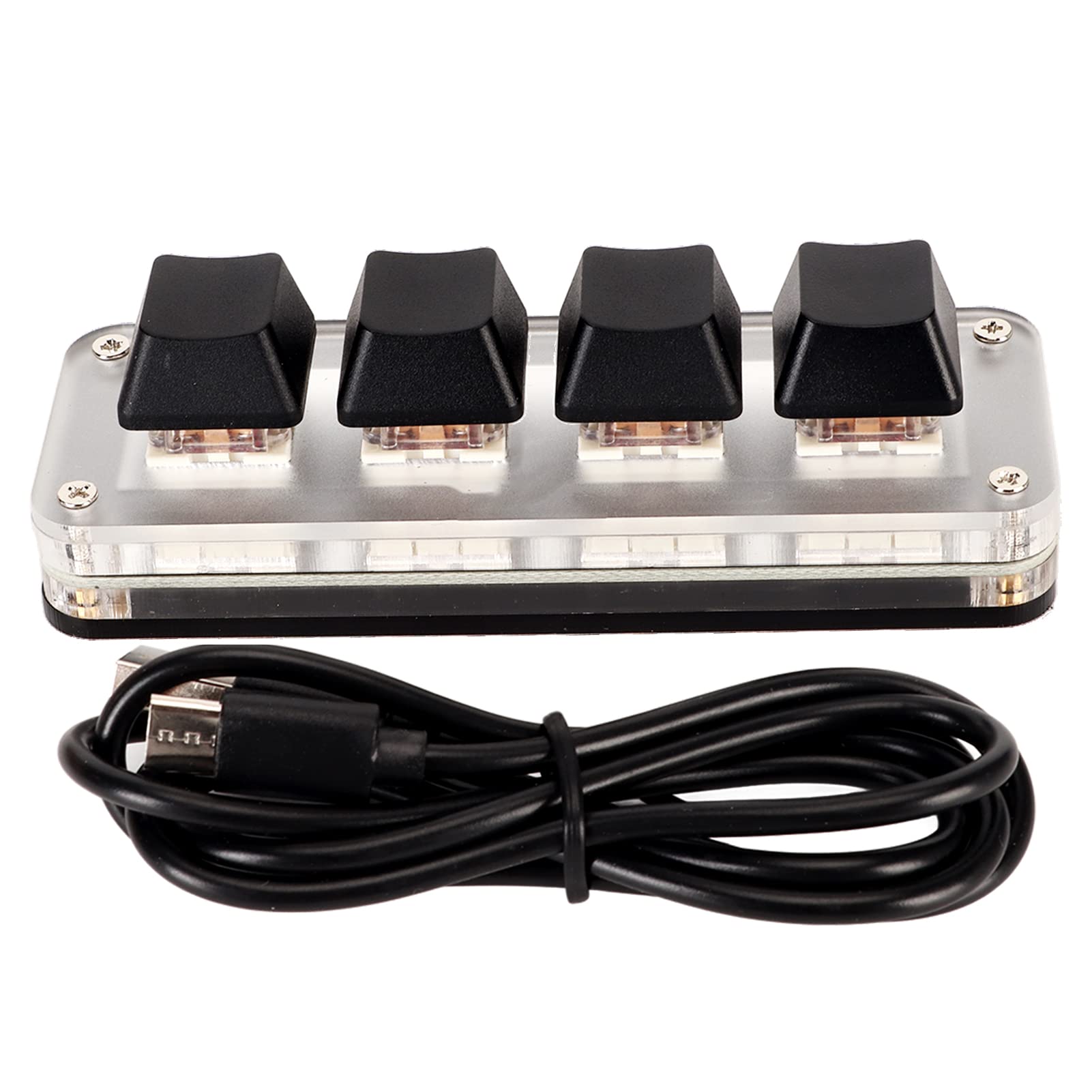 Mechanical Macro Keypad, Red Switch Customized Knobs, Gaming Keypad, 4 Keys for PC Gamers, Streamers, Office Productivity