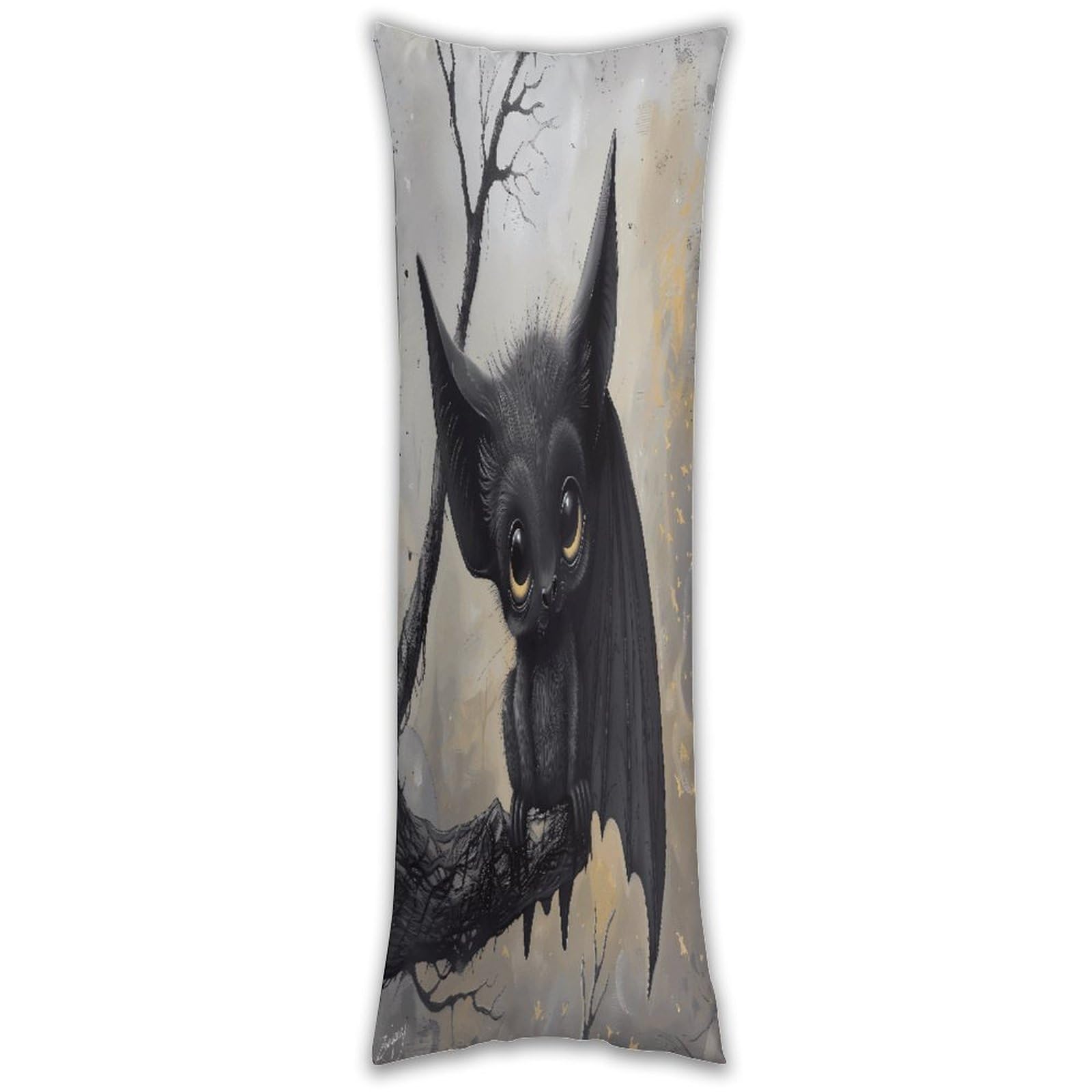 Bat Body Pillow Cover with Hidden Zipper Breathable Polyester Long Pillow Case Cozy Fuzzy Body Pillowcase Ultra Soft Long Pillow Cover for Bedroom 18.9 X 53 in