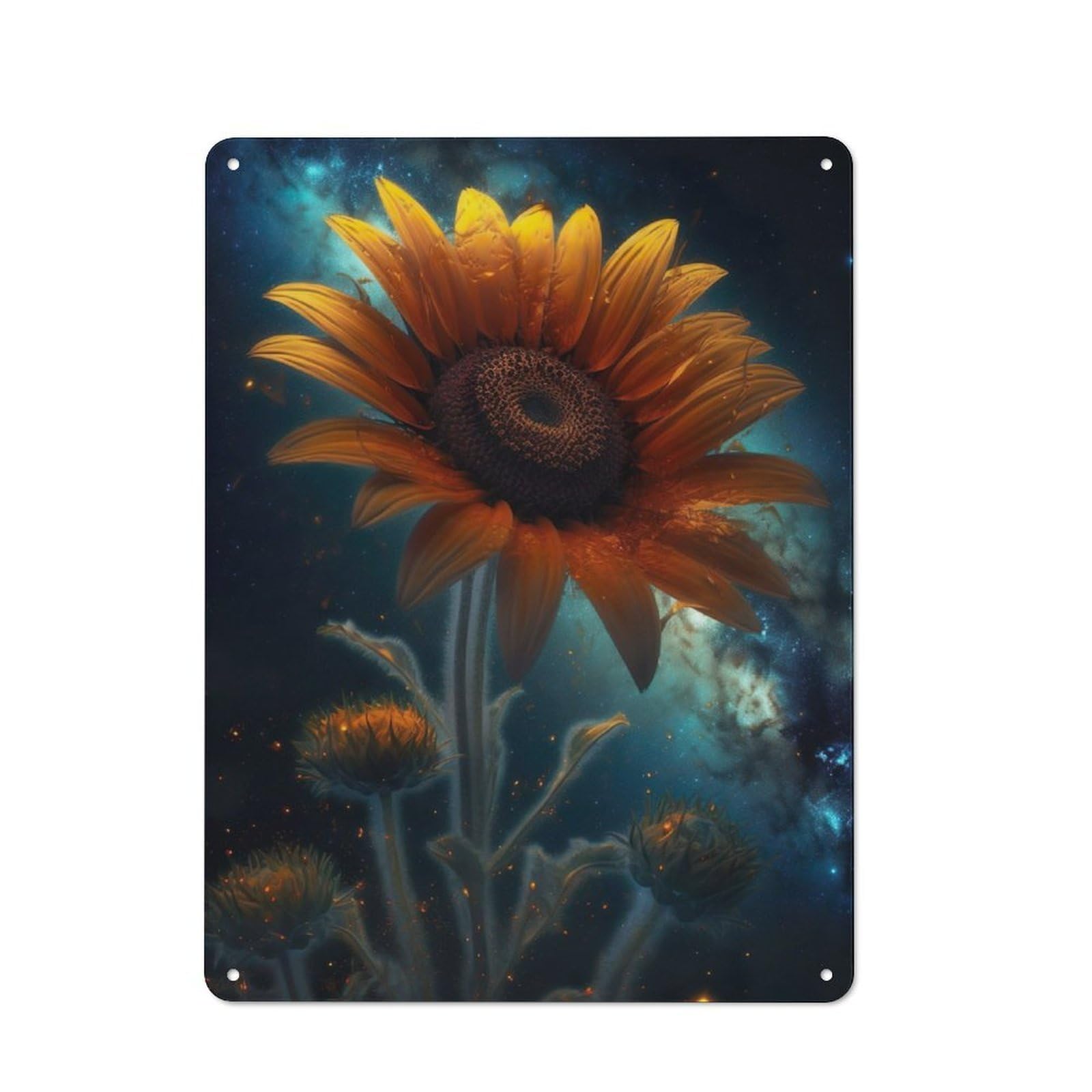 Junmoney Sunflower Milky Way Galaxy Retro Printed Metal Sign 40X30cm For Garage Or Workshop, For Garage, Workshop And Man Cave Decoration