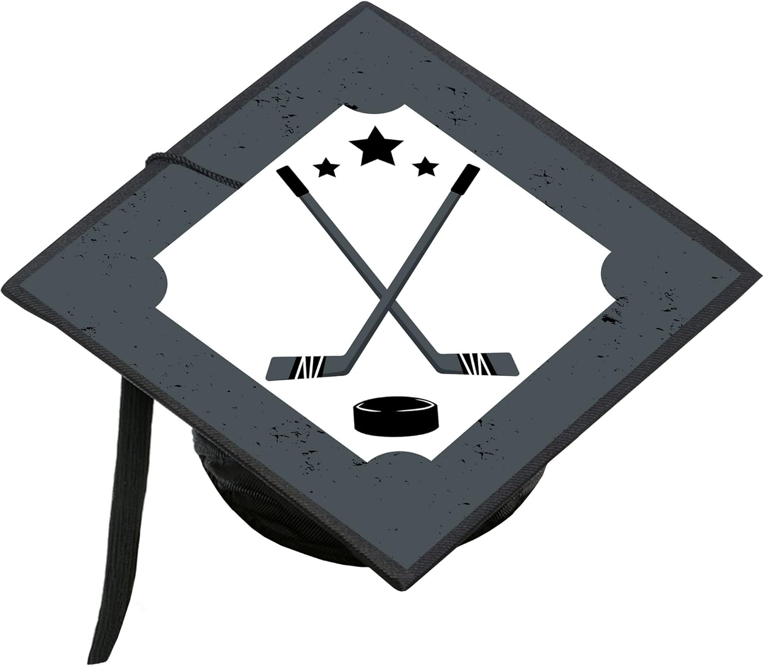 Big Dot of Happiness Grad Hockey - Graduation Cap Decorations Kit - Grad Cap Cover