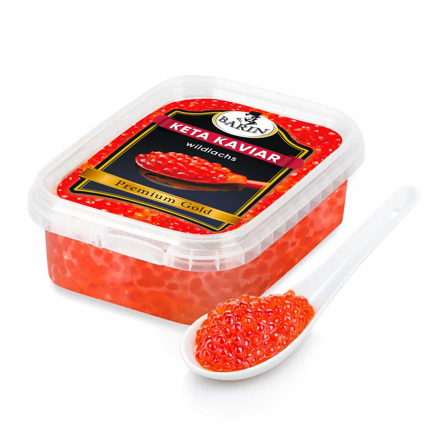 BARIN Premium Gold Keta Lachskaviar 250g Roter Kaviar Tiefgefroren Wildlachs aus Alaska