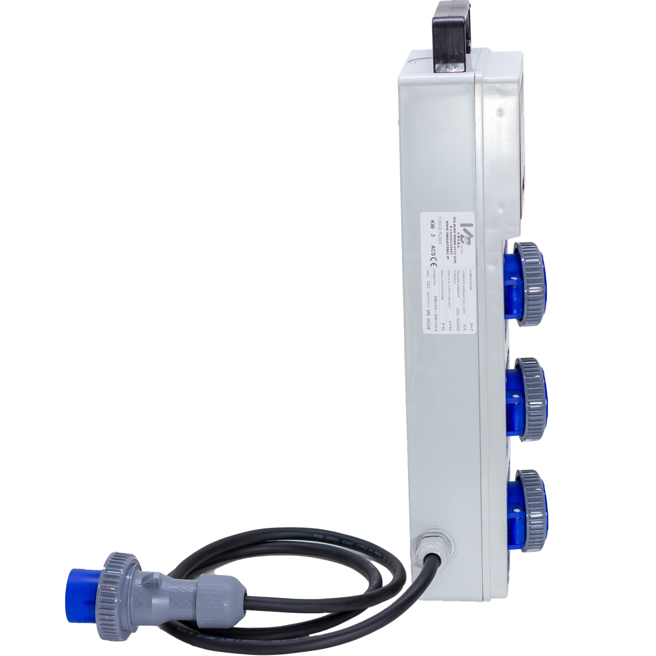 ELETTROWATT - Quadro Elettrico di Distribuzione Industriale da Cantiere ASC Portatile - 3 Prese CEE IP67 da 16A - Magnetotermico da 16A - Quadro Monofase Con Certificazione Inclusa - Made in Italy