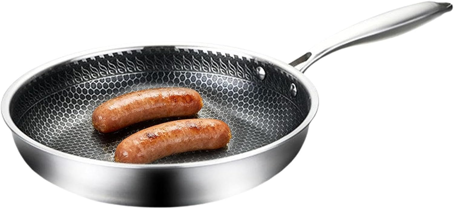 Non Stick Frying Pan - Stainless Steel Kitchen Skillet, Nonstick Stove, Durable Frying Pans for Home, Apartment Kitchen Fry Pans | Multi Purpose Pan for Steak Fish Meat Vegetable Camping Farmhous