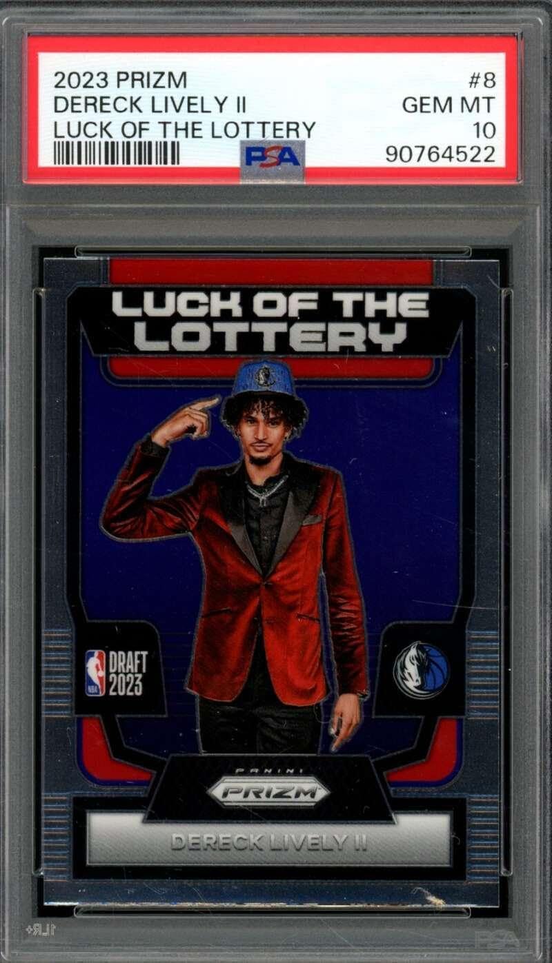 Dereck Lively II Rookie Card 2023-24 Prizm Luck Of The Lottery #8 PSA 10 - Basketball Slabbed Rookie Cards