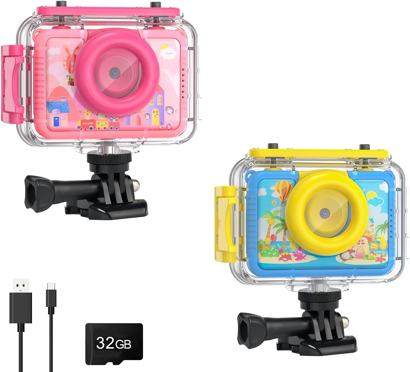 GKTZ Kids Waterproof Camera - Underwater Camera Birthday Gifts for Girls Boys
