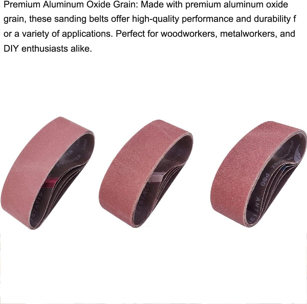 Tonmp 15 correas de lijado de alta calidad de 3 x 24 pulgadas, 5 de cada una de las 40 bandas de lijado de óxido de aluminio de grano 80 120 para lijadora de banda (3 x 24 pulgadas)