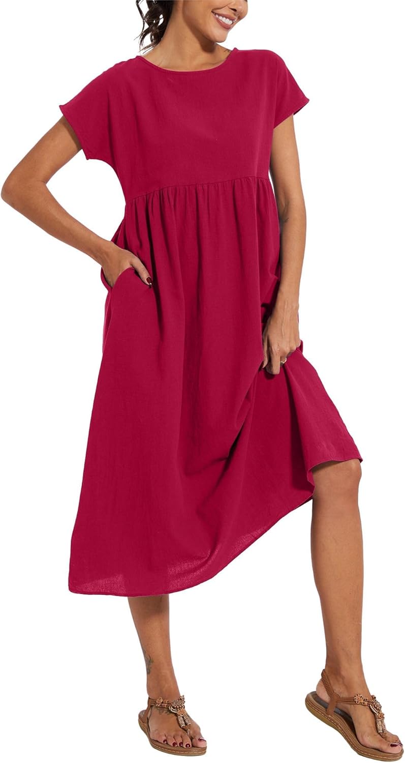 Boho Maxi Dress Floral Cap Sleeve High Waist Smocked Flowy Casual Church Summer Long Womens Tshirt Dress - Image 4