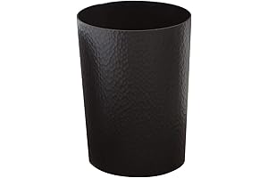 Bath Bliss Hammered Design Black Bathroom Garbage Can