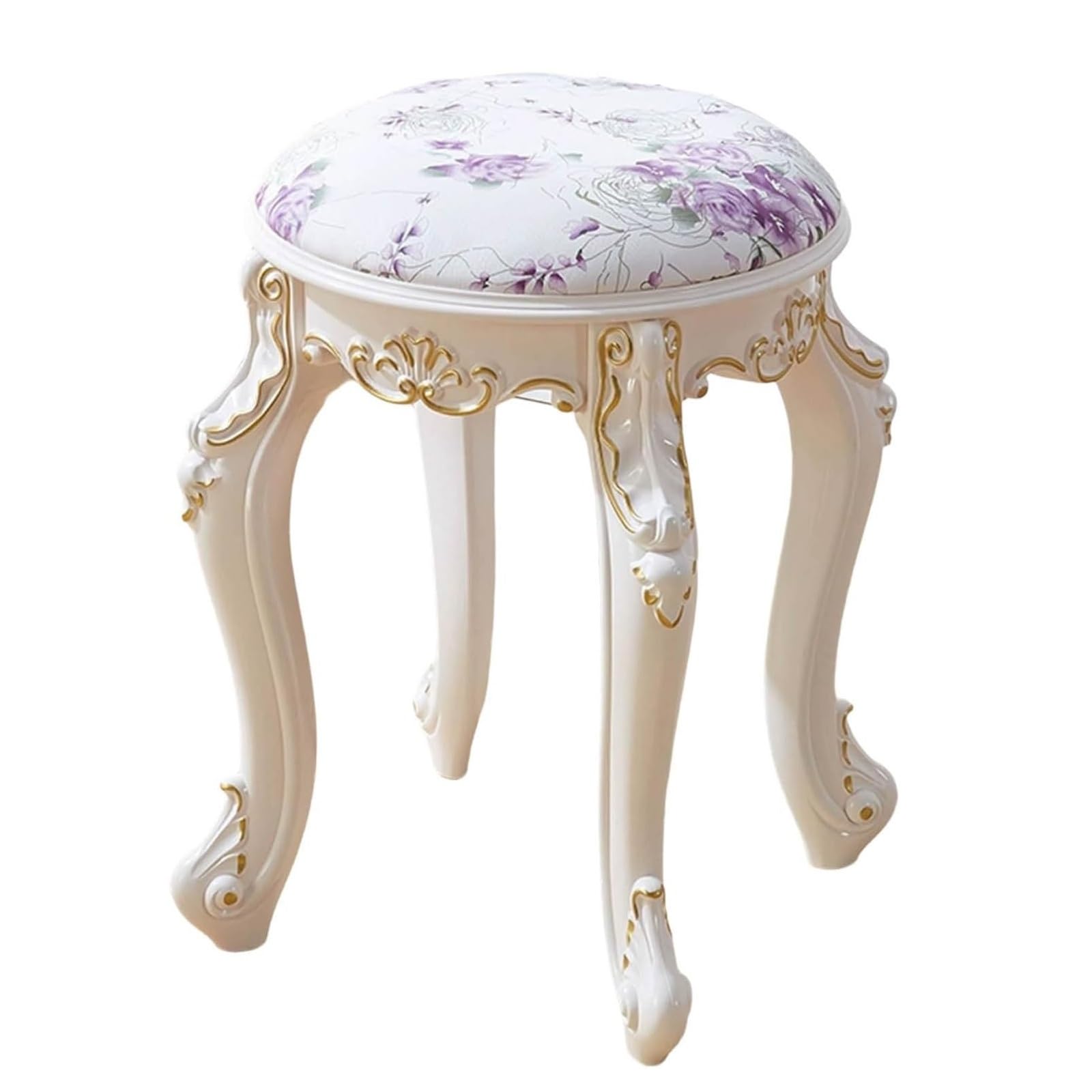 Sillón de tocador redondo for dormitorio, altura del asiento de 43 cm, taburete de tocador acolchado, silla de maquillaje portátil, taburete vintage de estilo escandinavo for espacios pequeños, sala d