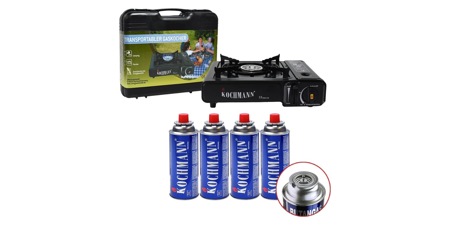 Kochmann Gaskocher im Koffer 8 Premium Gaskartuschen für 26,90
