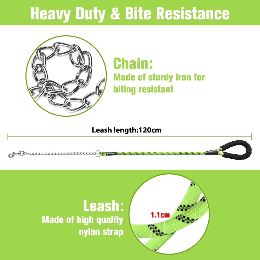 MIHACHI Anti Chew Dog Lead, Heavy Duty Rope Dog Leash with No Bite Chain and Soft Padded Handle - Image 2