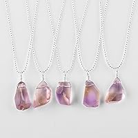 Vista 30 de Natural Raw Herkimer Diamond Quartz Pendant Necklace, Rough Gemstones, Chakra Healing Crystals, Silver Plated, April Birthstone, Handmade, Women