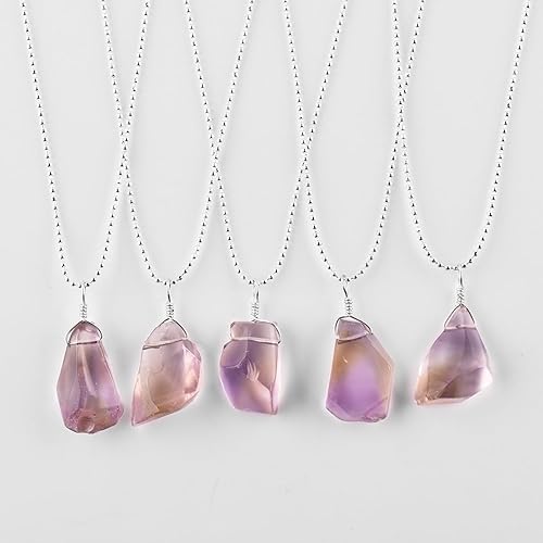 Miniatura 30 de Natural Raw Herkimer Diamond Quartz Pendant Necklace, Rough Gemstones, Chakra Healing Crystals, Silver Plated, April Birthstone, Handmade, Women