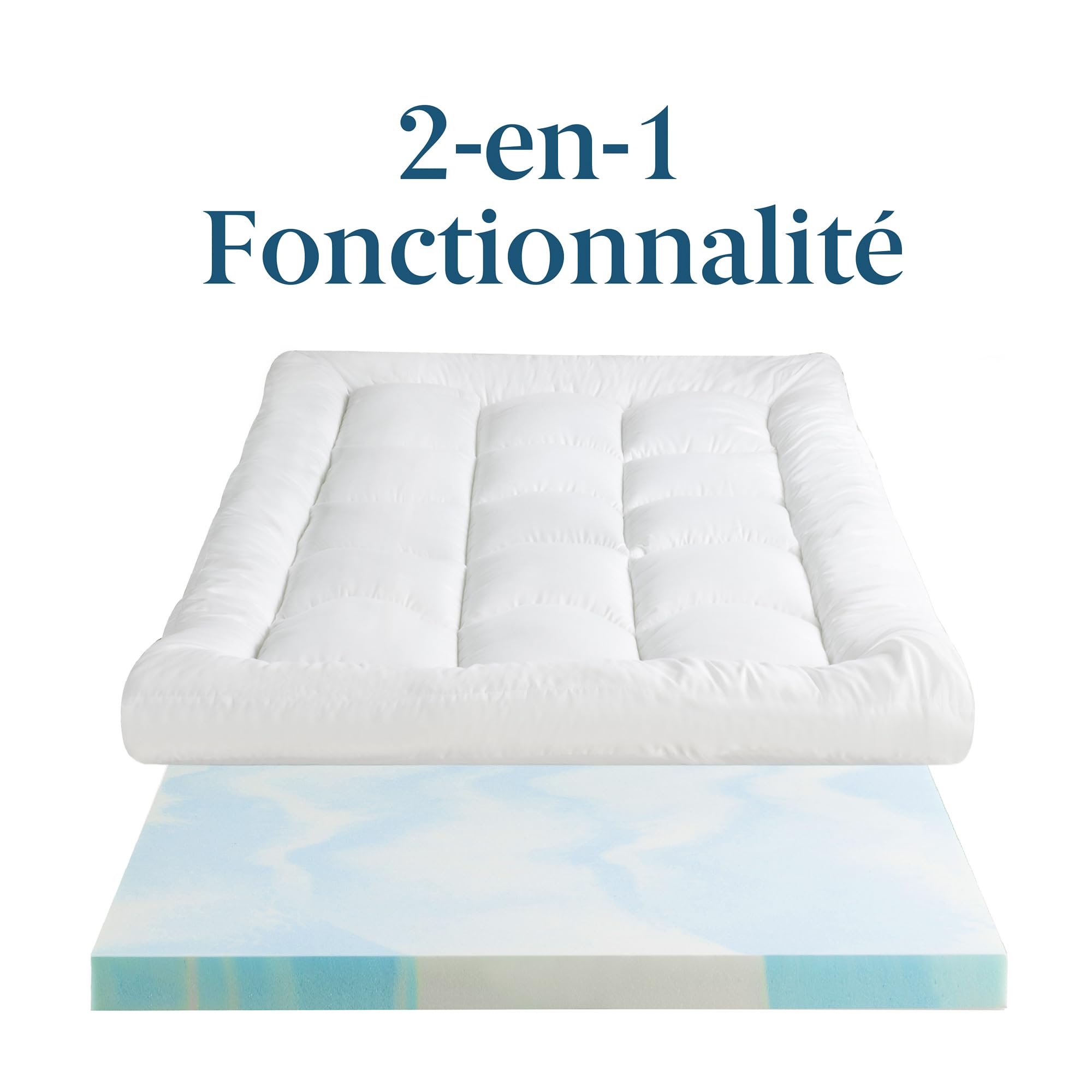 Zinus Surmatelas 90x190 cm, Épaisseur 10 cm, Mousse à Flux d’Air Rafraîchissant, Confort Ergonomique, Respirant, Housse Lavable en Machine