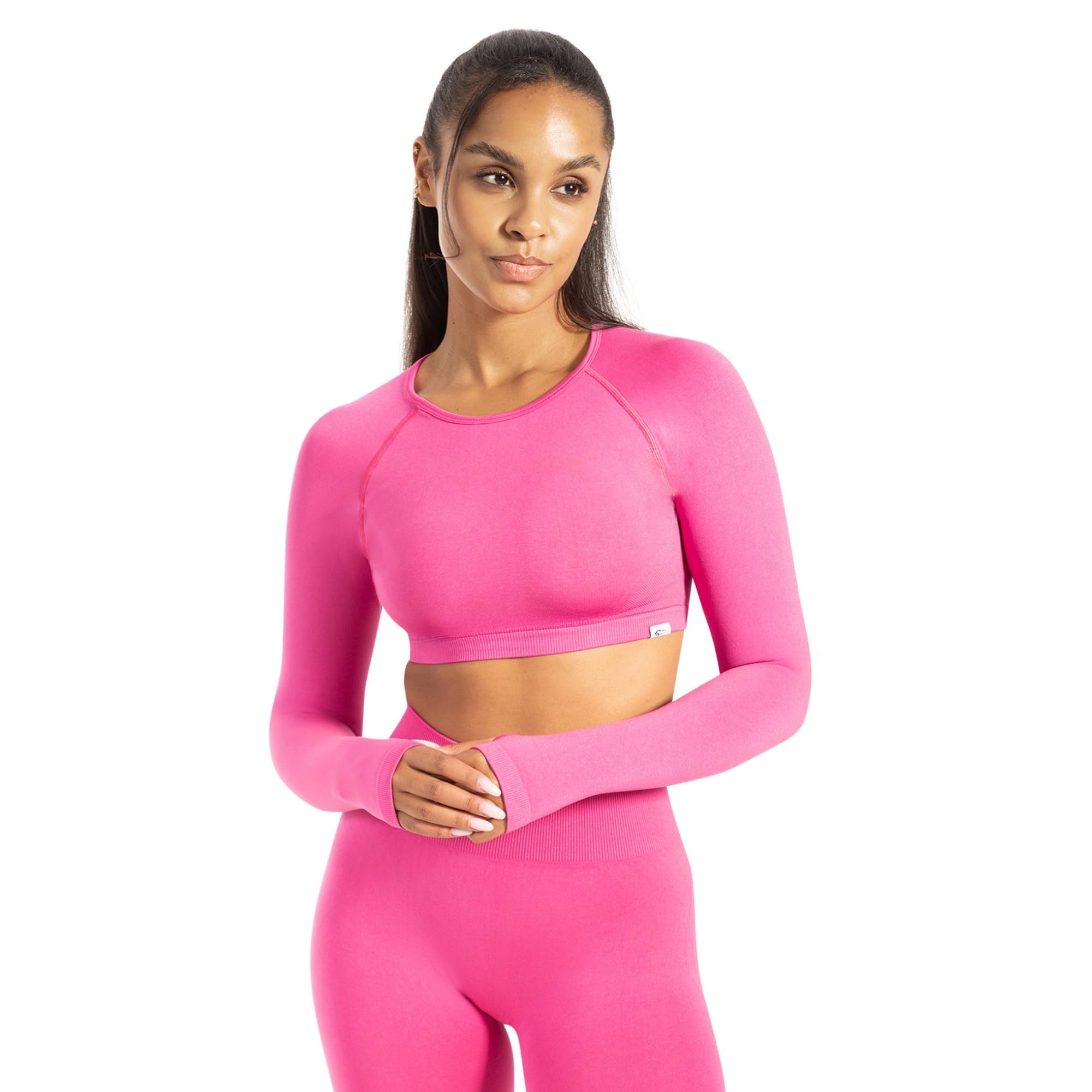 SMILODOX Longsleeve Damen Linnea, Sportshirt mit Rückenausschnitt und Snatched Bund, Funktionsshirt Extra Lange Ärmel mit Daumenloch, Figurbetontes Langarmshirt für Gym, Yoga und Freizeit