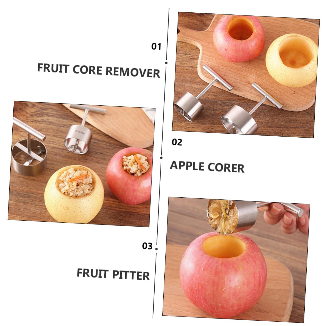 3stücke Apfelkernausstecher Robuster Fruchtentkerner Für Äpfel Und Andere Früchte Einfach Zu Handhaben Scharf Und Effizient Für Küche Und Backen