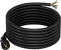 Vista 1 de CheeMuii Cable de remolque de 15 pies, resistente de 7 vías, kit de arnés de cableado de remolque de 7 pines, enchufe de remolque en línea, cable