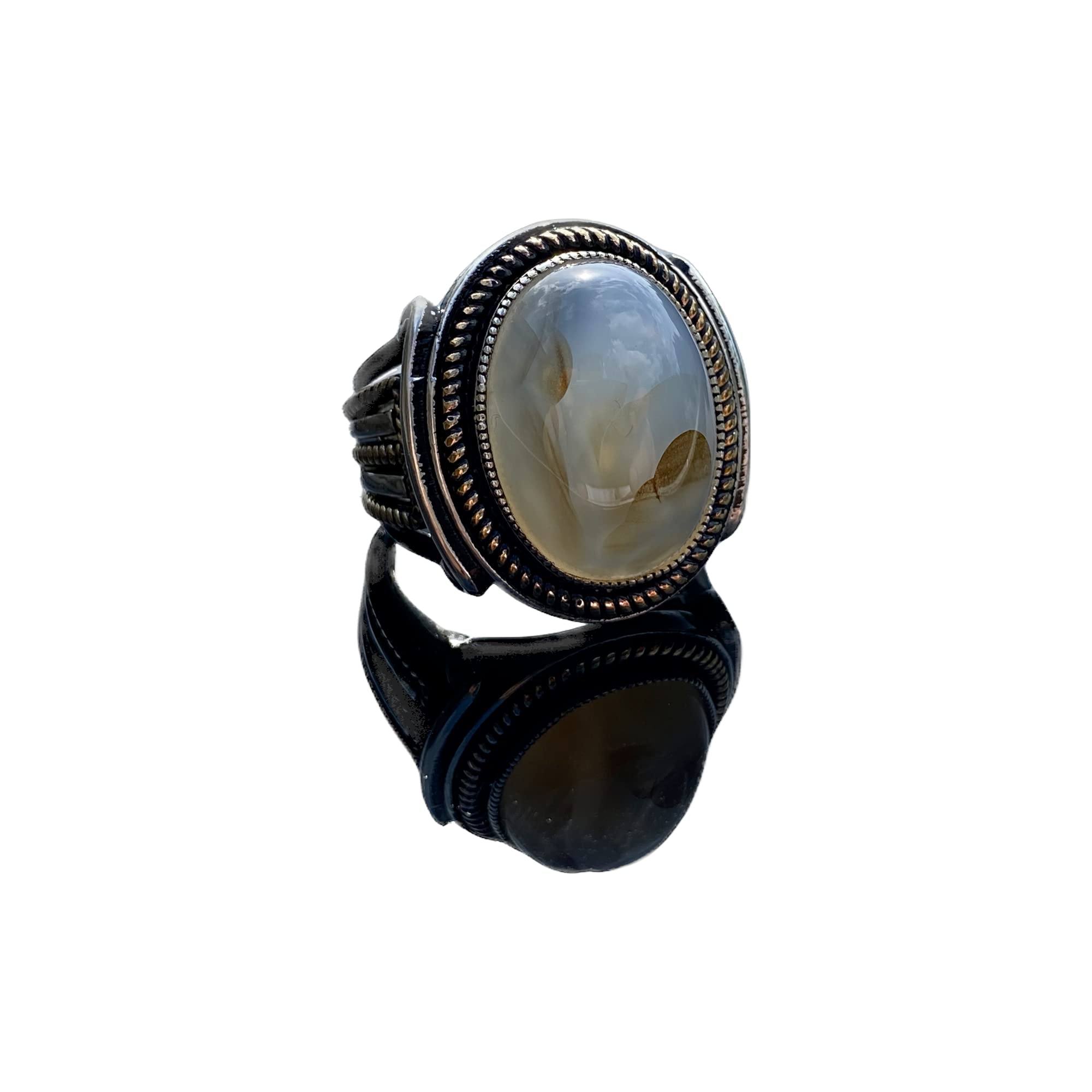 KAR925K STAMPED STERLING SILVER LARGE MEN RINGS WITH NATURAL STONES A GIFT FOR HIM NATURAL STONE SILVER RING MENS GIFT