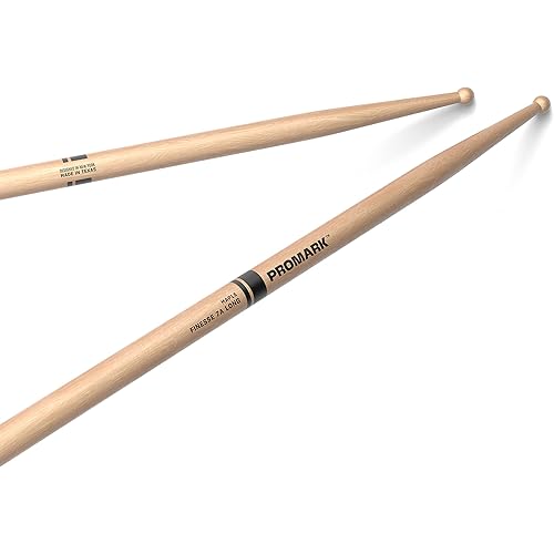 ProMark Drum Sticks - Finesse 7A Drumsticks - Drum Sticks Set - Small Round Wood Tip - Long Maple Drumsticks - Consistent Weight and Pitch - 1 Pair