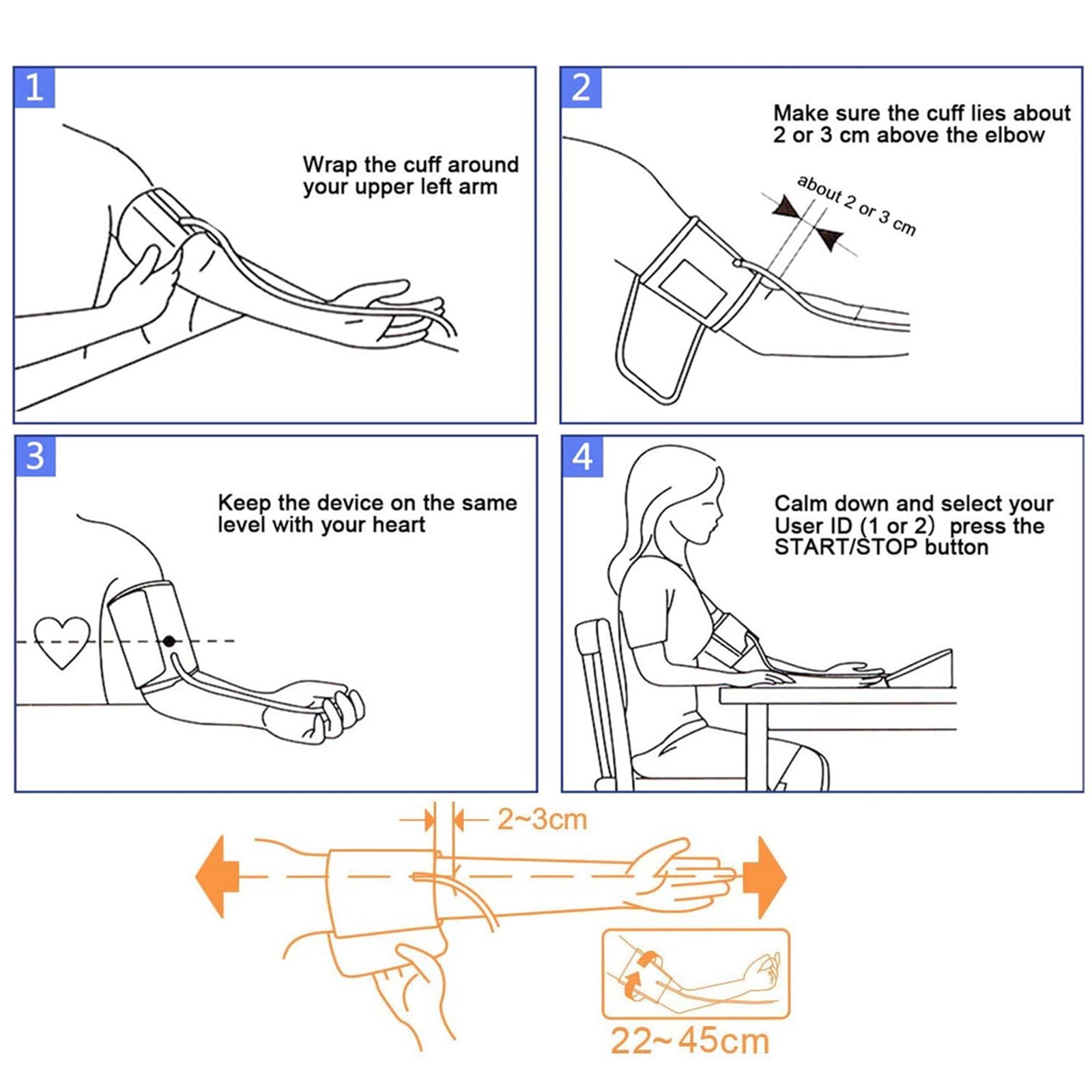 Casulo Monitor de presión arterial automático Máquina de presión arterial digital para uso doméstico con pantalla grande, brazalete ajustable para la parte superior del brazo