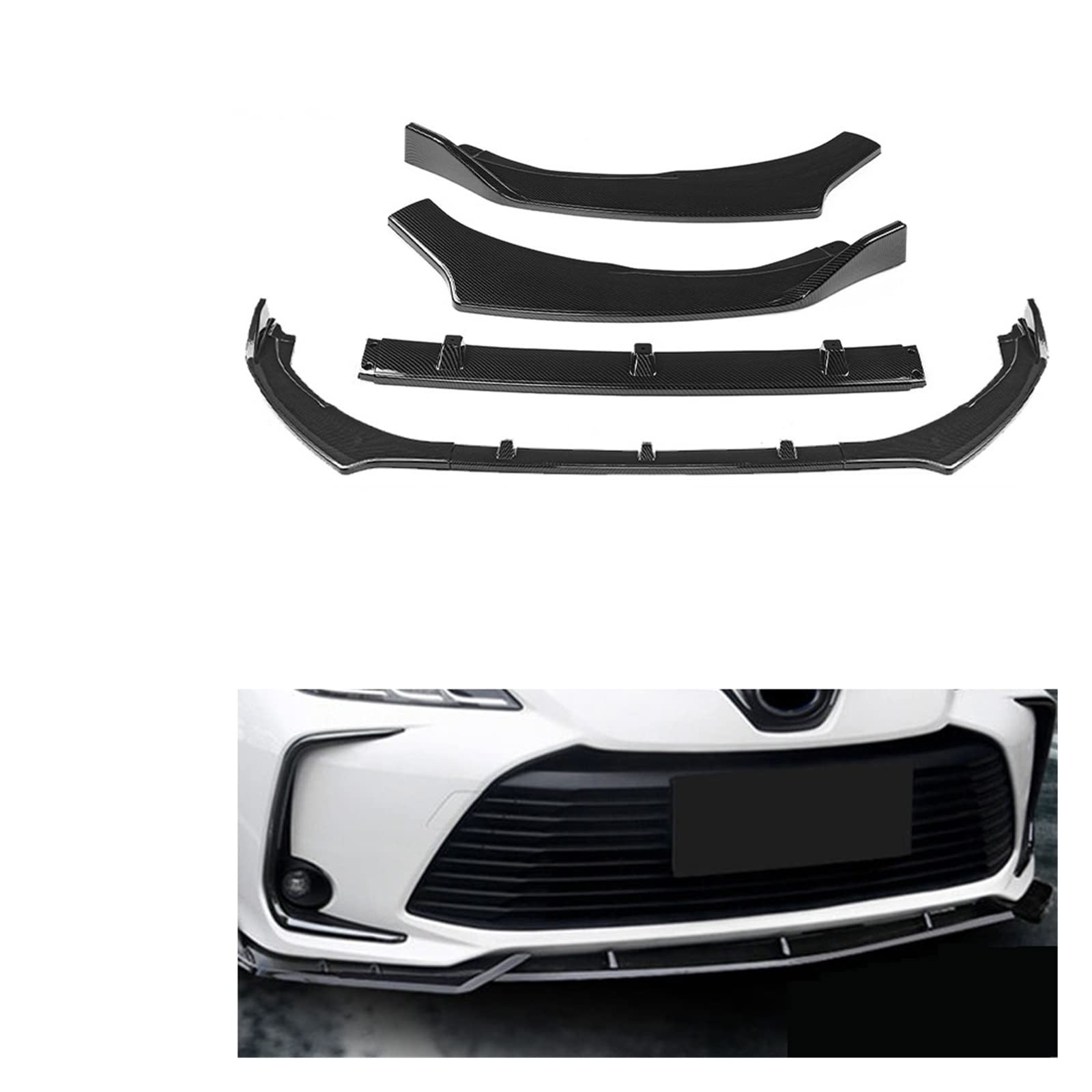 Spoiler przedniego zderzaka kompatybilny z Toyota Corolla 2019 2020 błyszczący czarny/wygląd karbonu dolna osłona ostrza samochodu zestaw osłon Splitter (Color : Carbon Look)