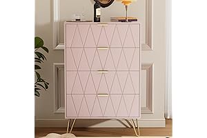 UEV Pink 4 Drawer Dresser: Ample Storage and Chic Style for Bedrooms