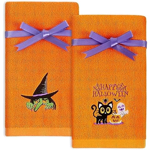 Quera Halloween Hand Towels Set - Witch & Orange Cover